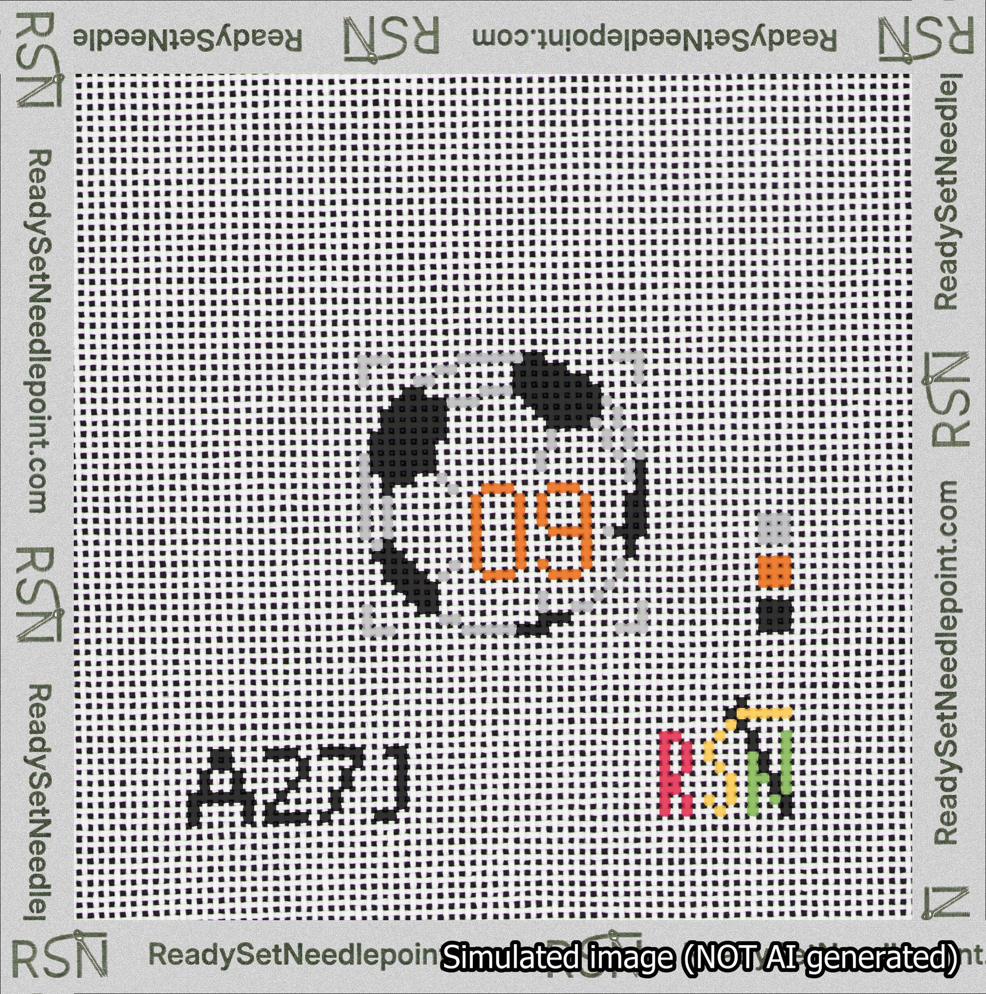 Soccer Ball Bag Charm Orange 0-49 Needlepoint Canvas Design