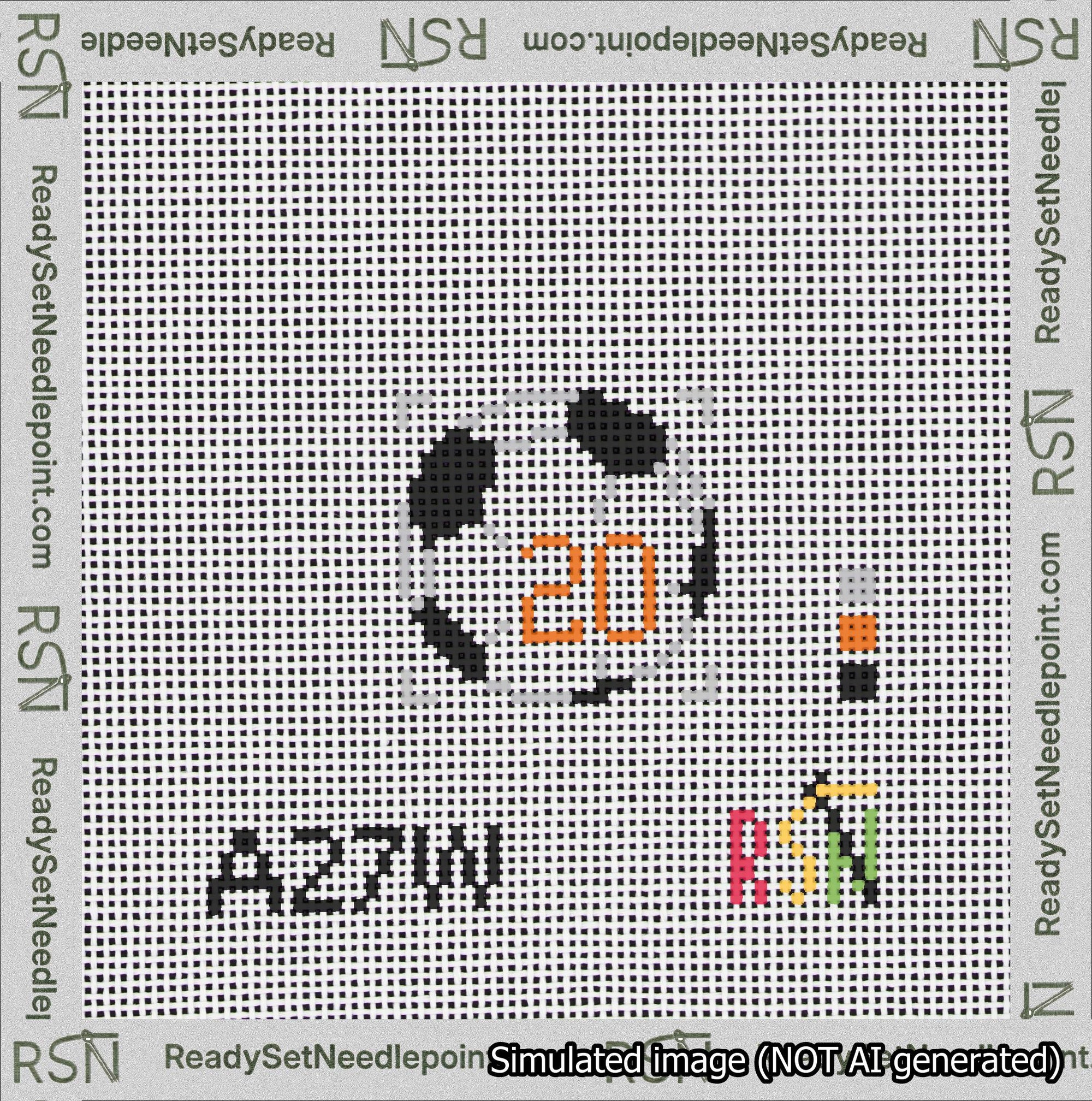 Soccer Ball Bag Charm Orange 0-49 Needlepoint Canvas Design