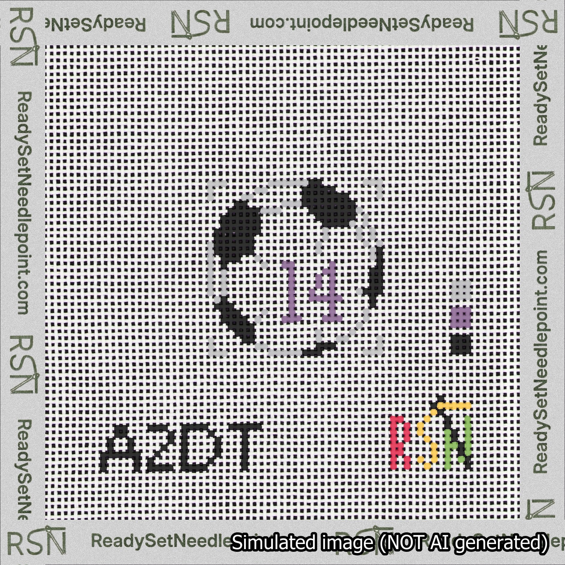 Soccer Ball Bag Charm Purple 0-49 Needlepoint Canvas Design