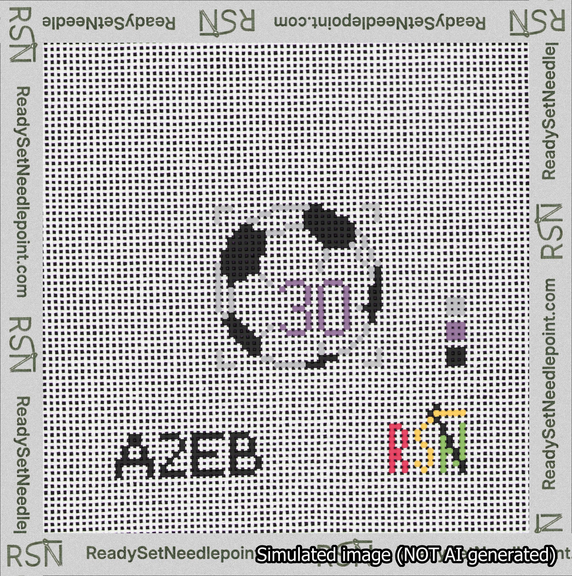 Soccer Ball Bag Charm Purple 0-49 Needlepoint Canvas Design