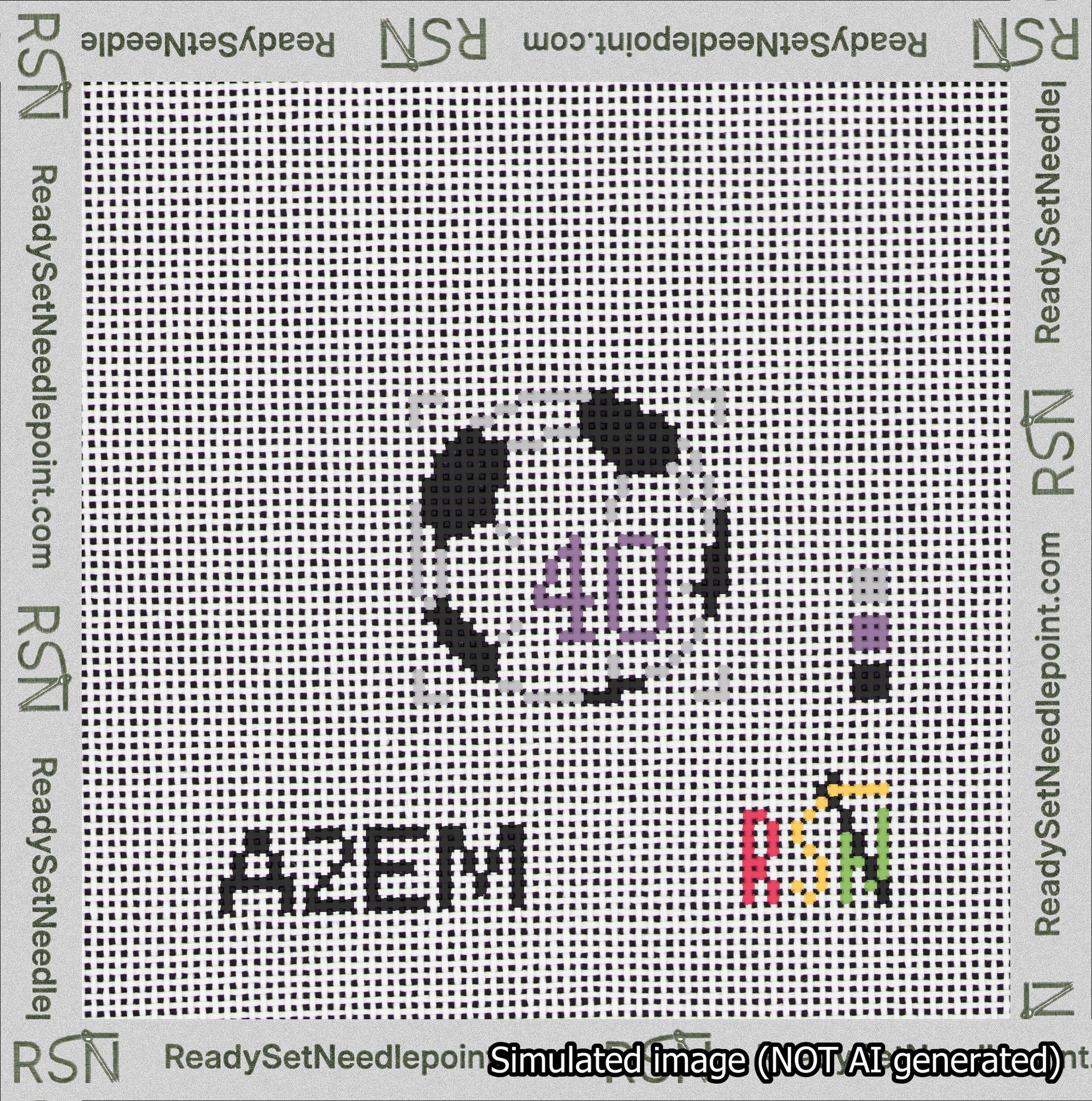 Soccer Ball Bag Charm Purple 0-49 Needlepoint Canvas Design