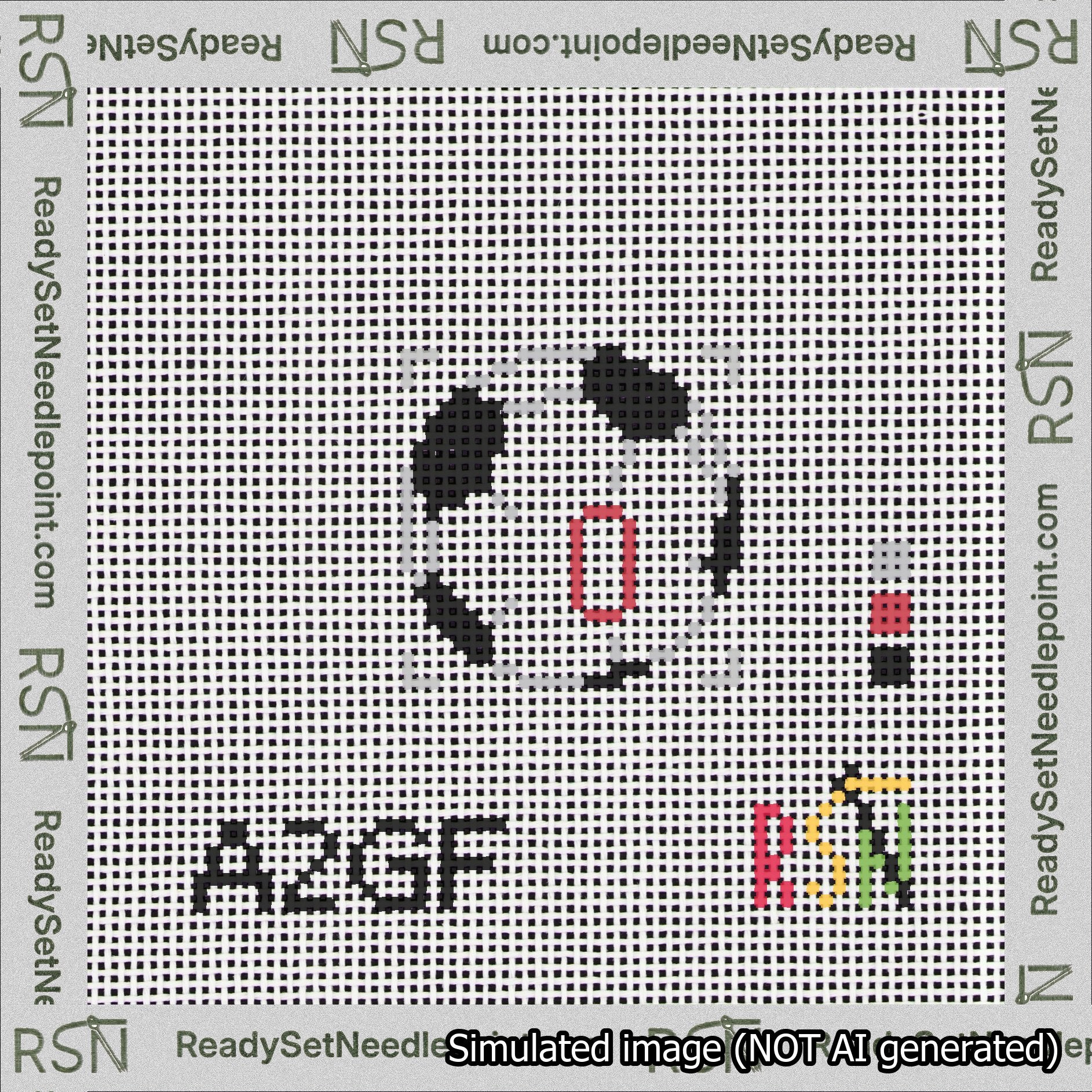 Soccer Ball Bag Charm Red 0-49 Needlepoint Canvas Design