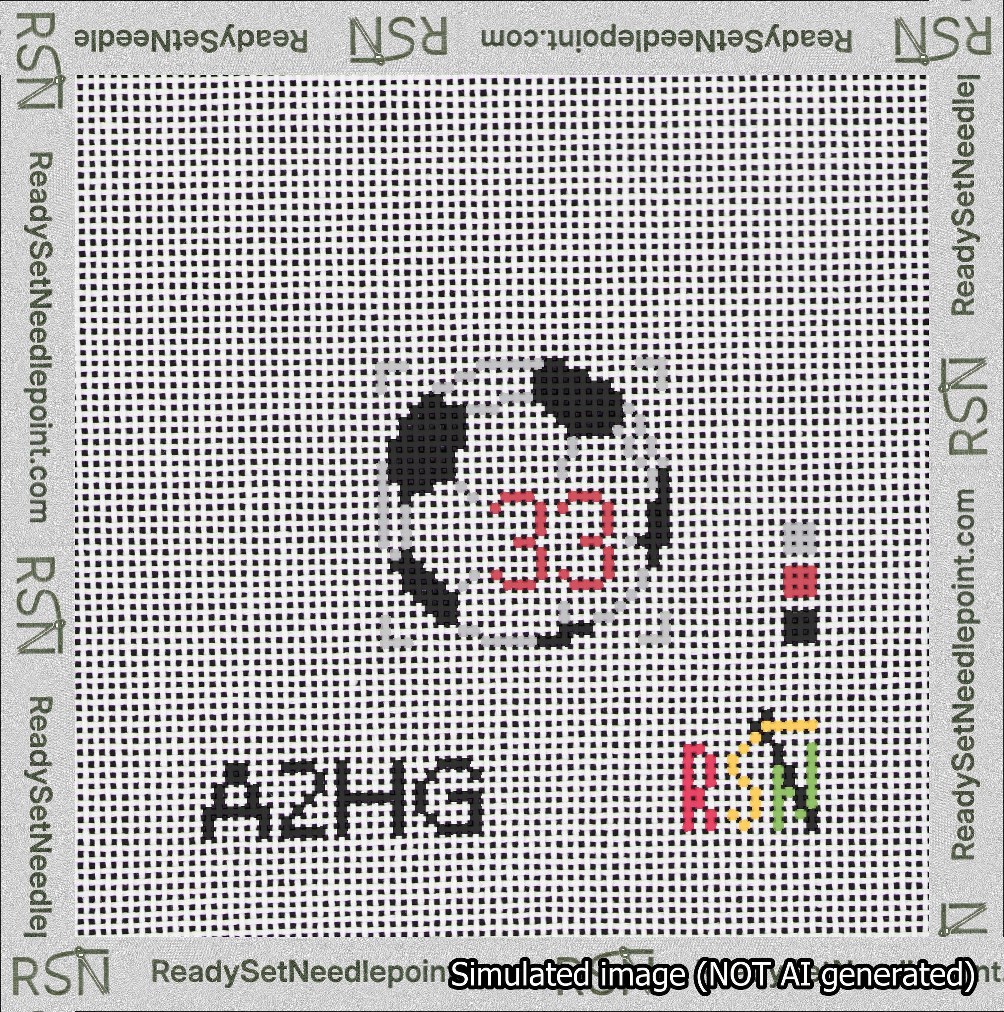 Soccer Ball Bag Charm Red 0-49 Needlepoint Canvas Design