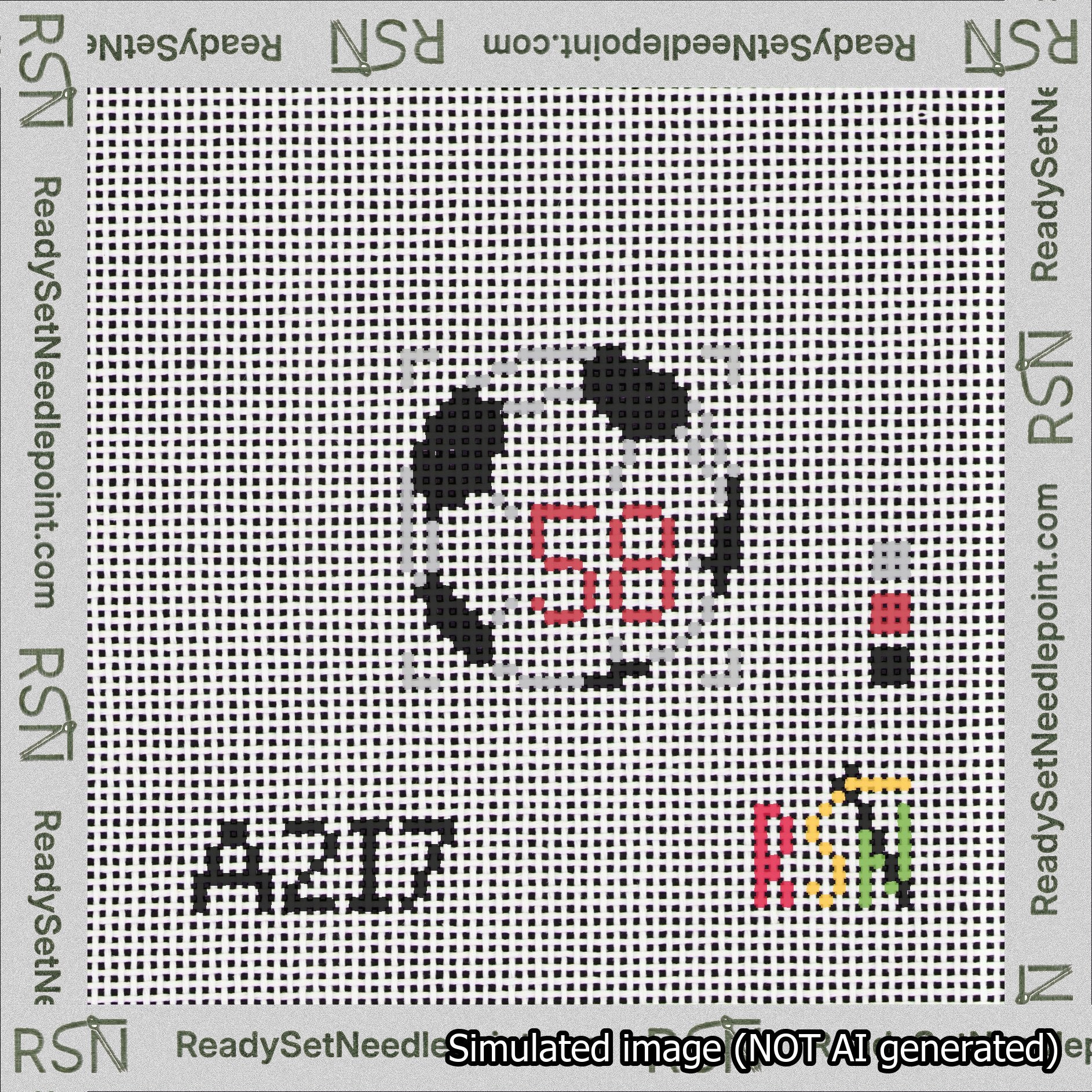 Soccer Ball Bag Charm Red 50-99 Needlepoint Canvas Design