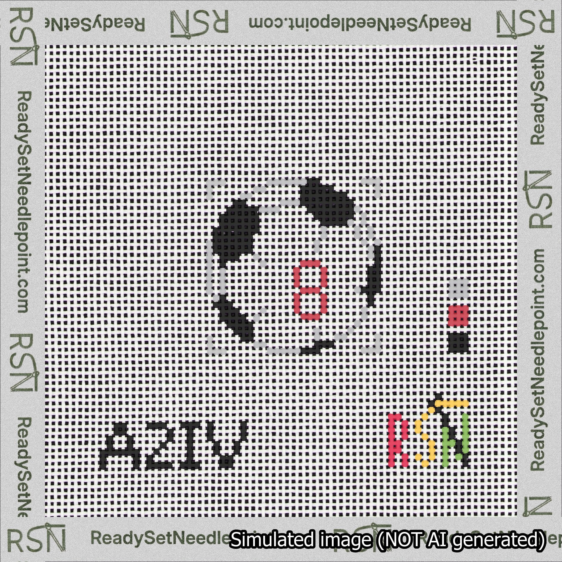 Soccer Ball Bag Charm Red 0-49 Needlepoint Canvas Design