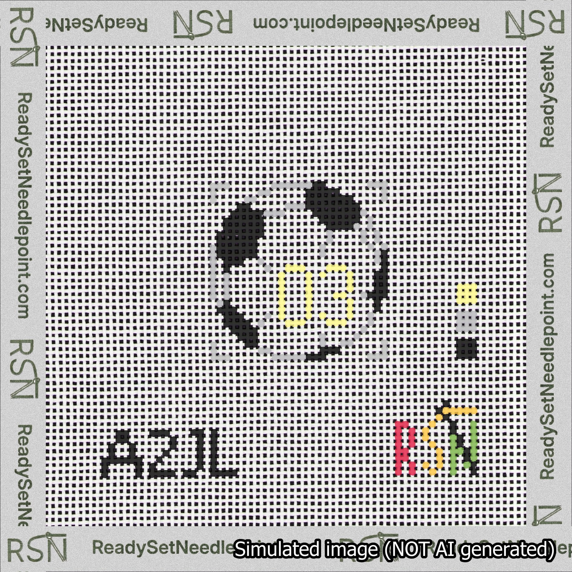 Soccer Ball Bag Charm Yellow 0-49 Needlepoint Canvas Design