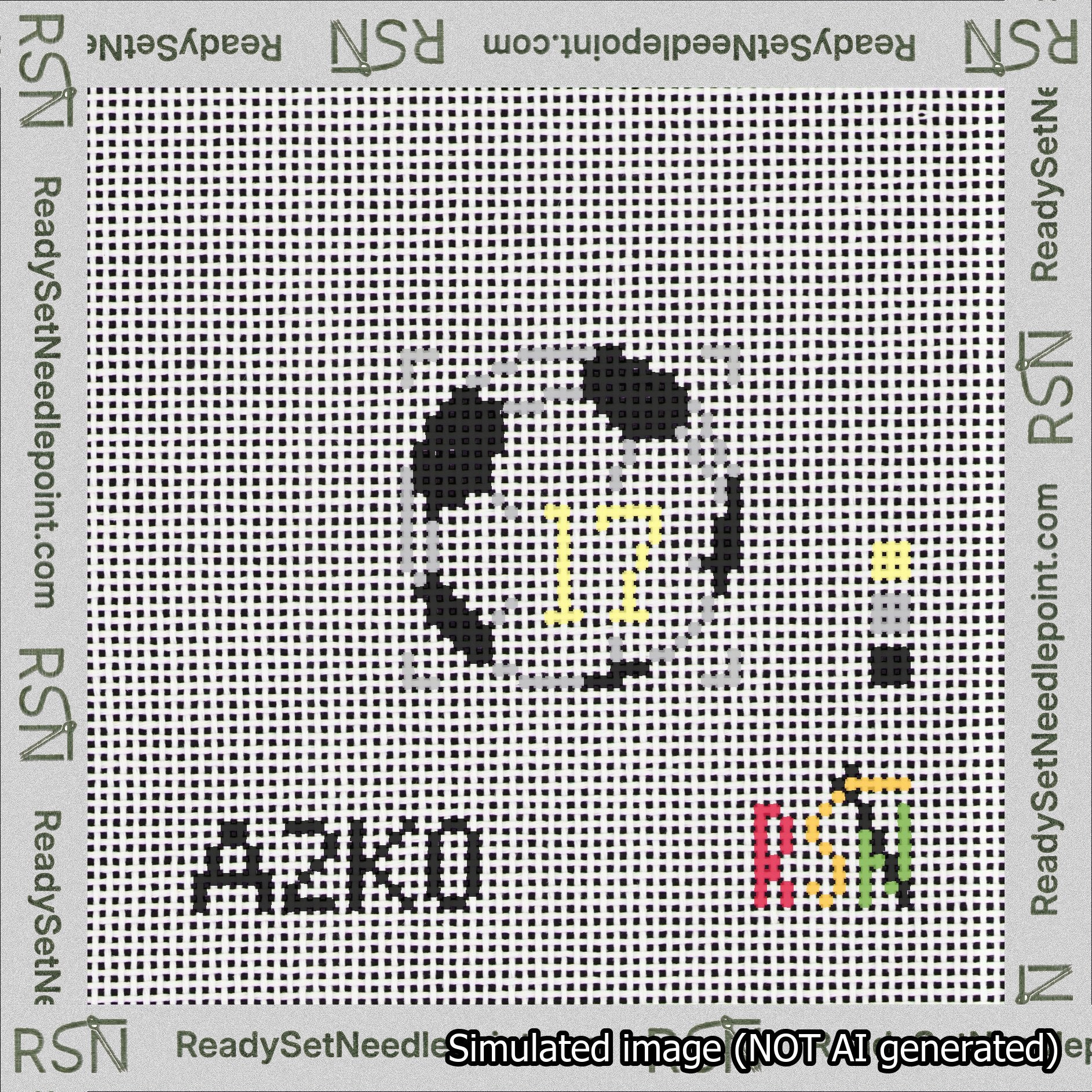 Soccer Ball Bag Charm Yellow 0-49 Needlepoint Canvas Design