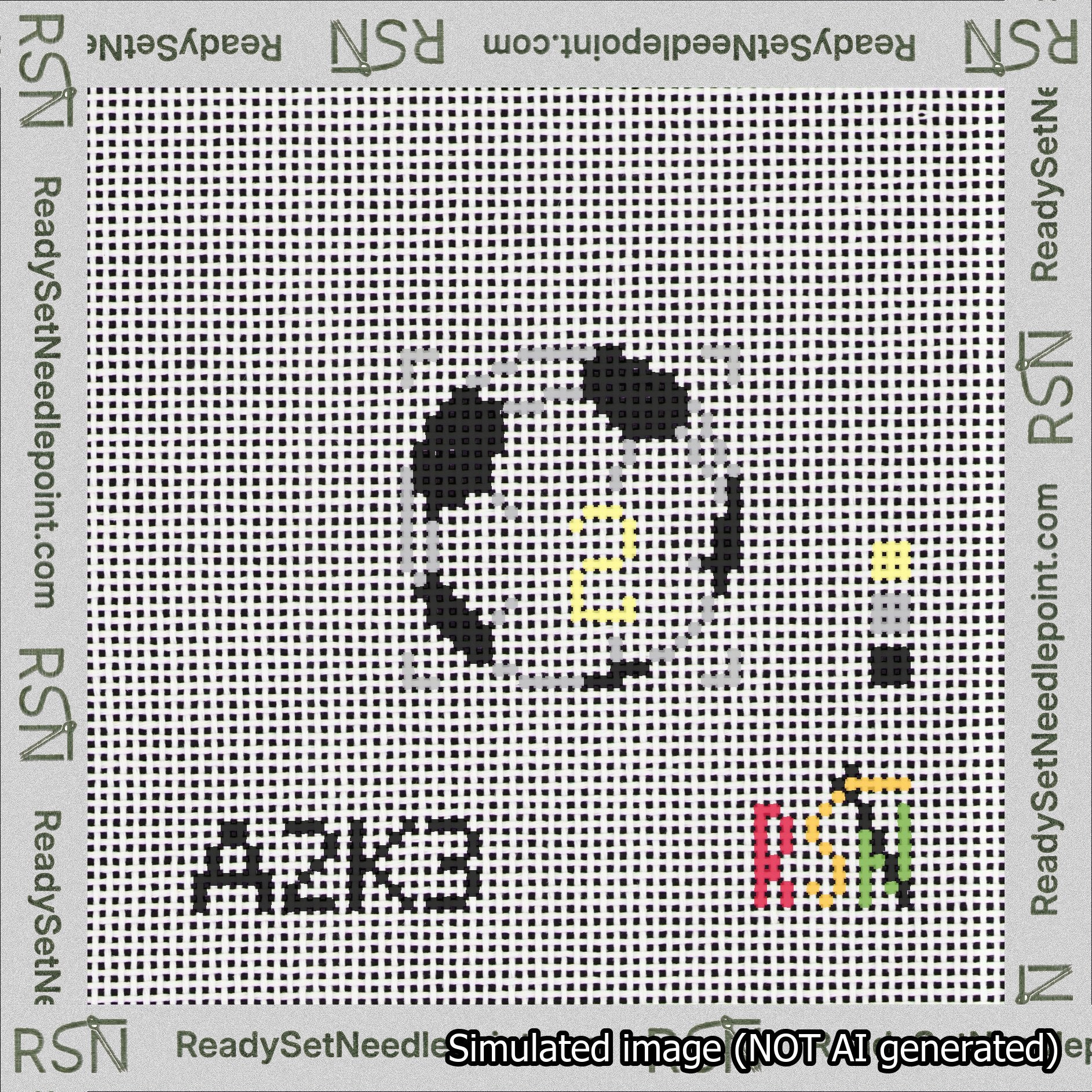 Soccer Ball Bag Charm Yellow 0-49 Needlepoint Canvas Design