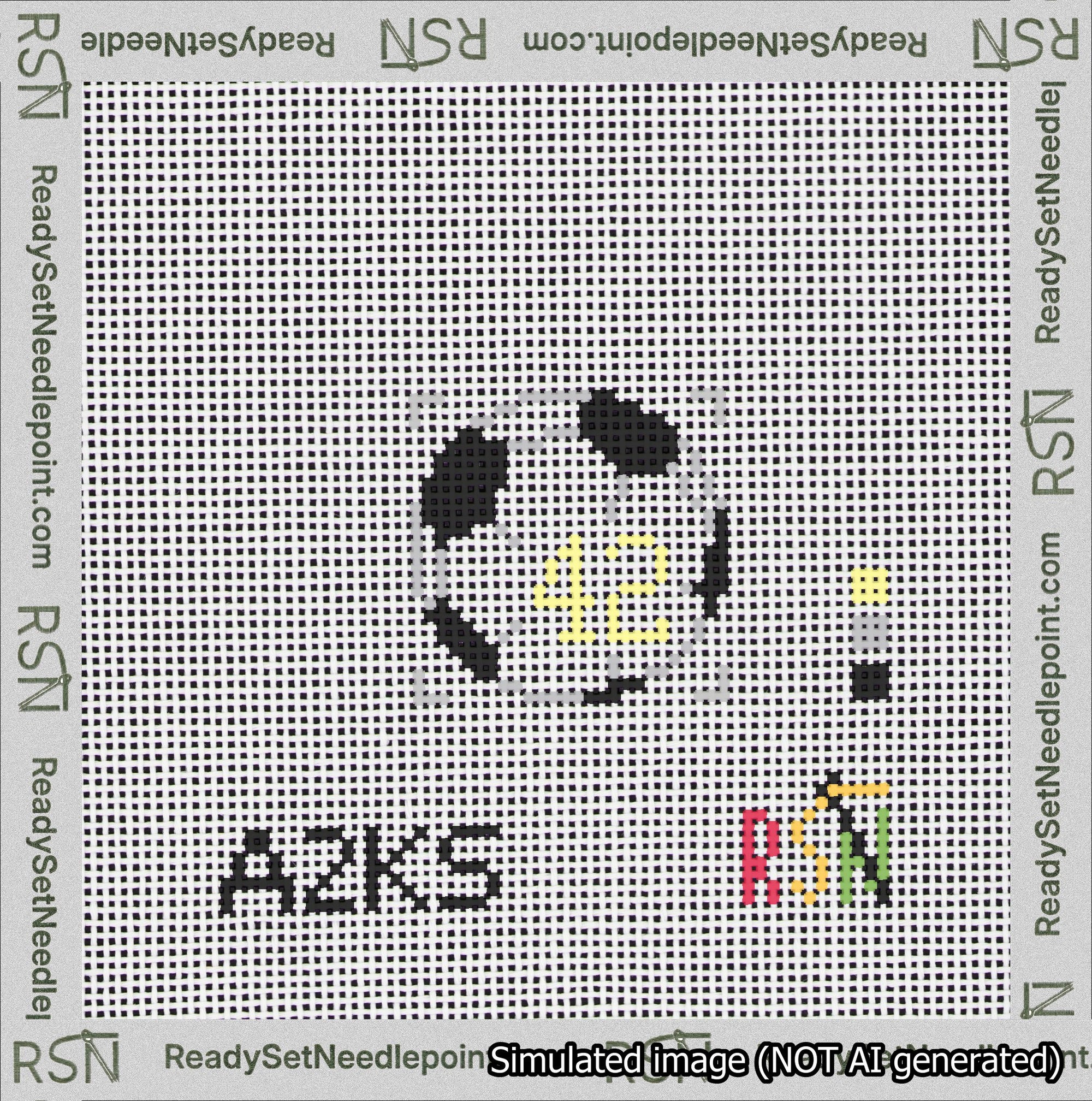 Soccer Ball Bag Charm Yellow 0-49 Needlepoint Canvas Design