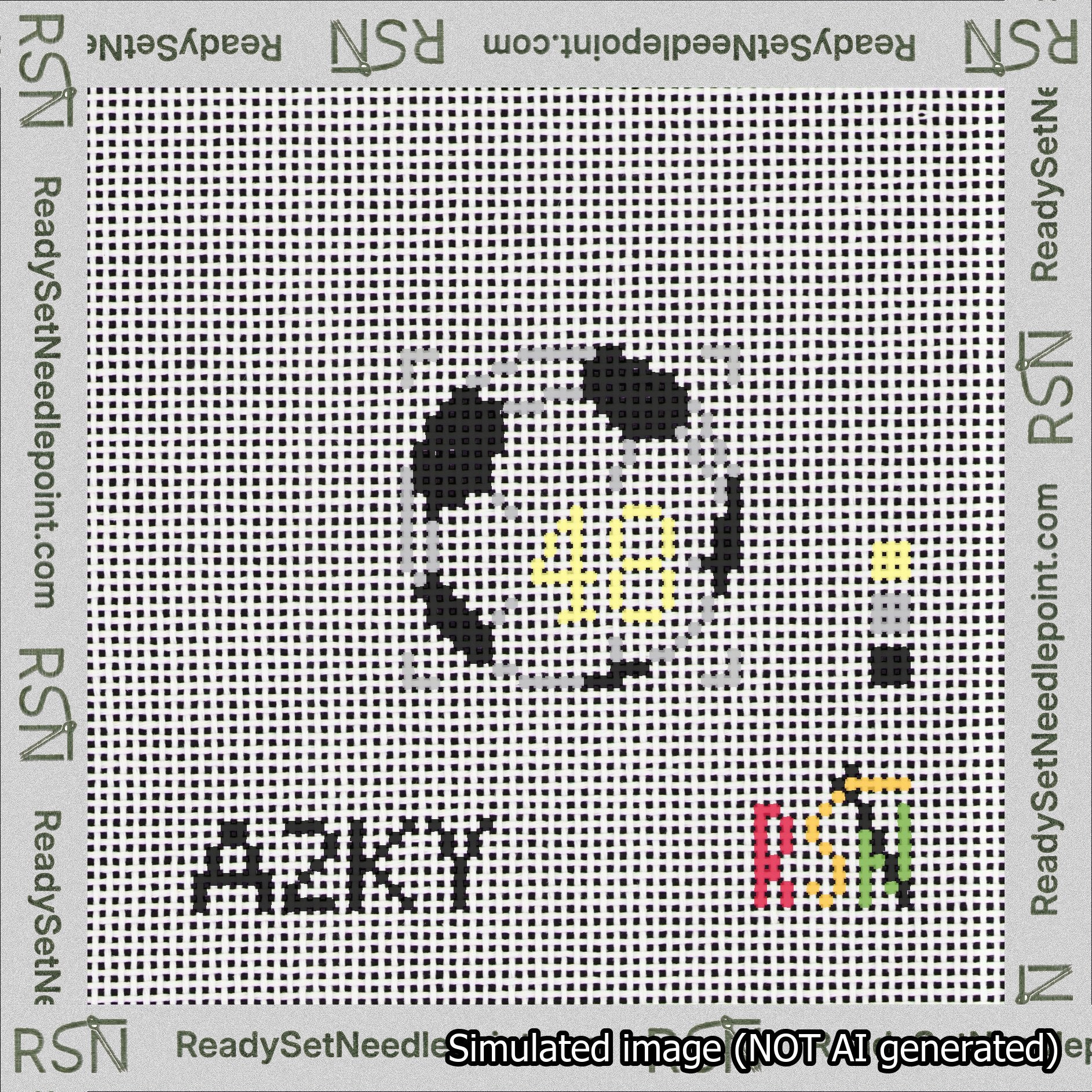 Soccer Ball Bag Charm Yellow 0-49 Needlepoint Canvas Design