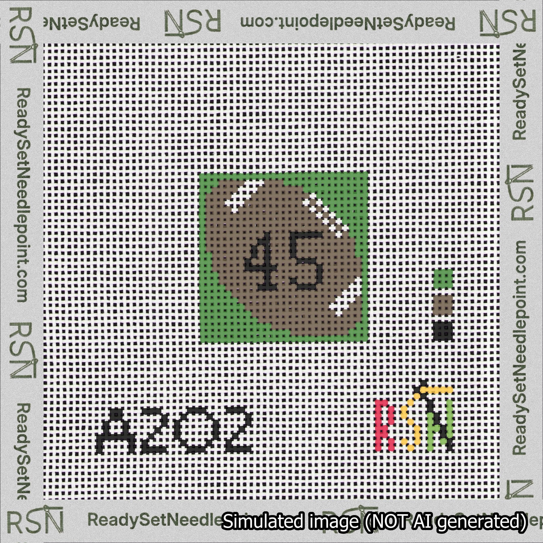 Football Bag Charm Black 0-49 Needlepoint Canvas Design