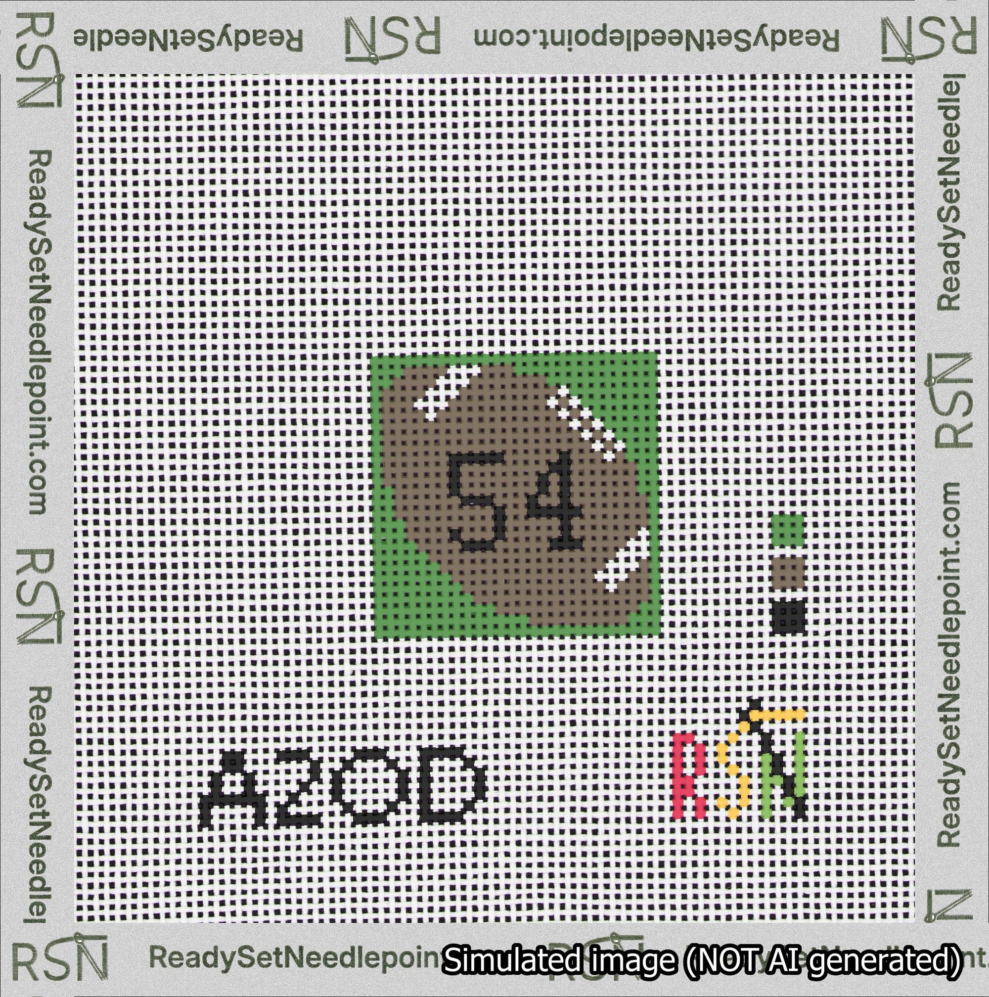 Football Bag Charm Black 50-99 Needlepoint Canvas Design