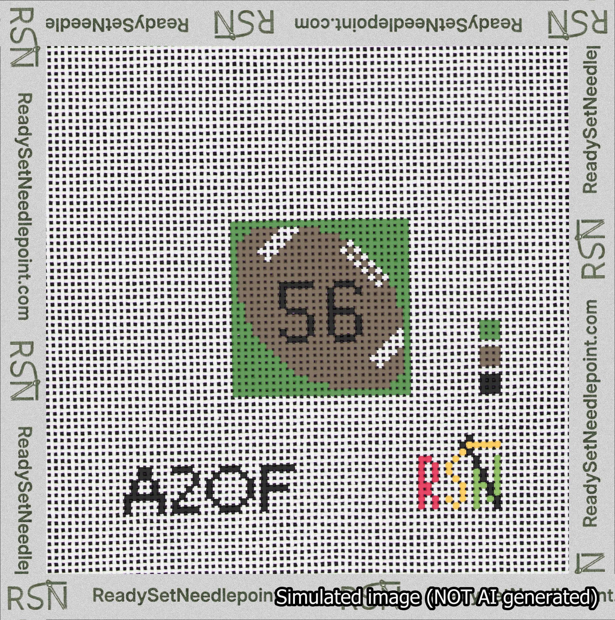 Football Bag Charm Black 50-99 Needlepoint Canvas Design