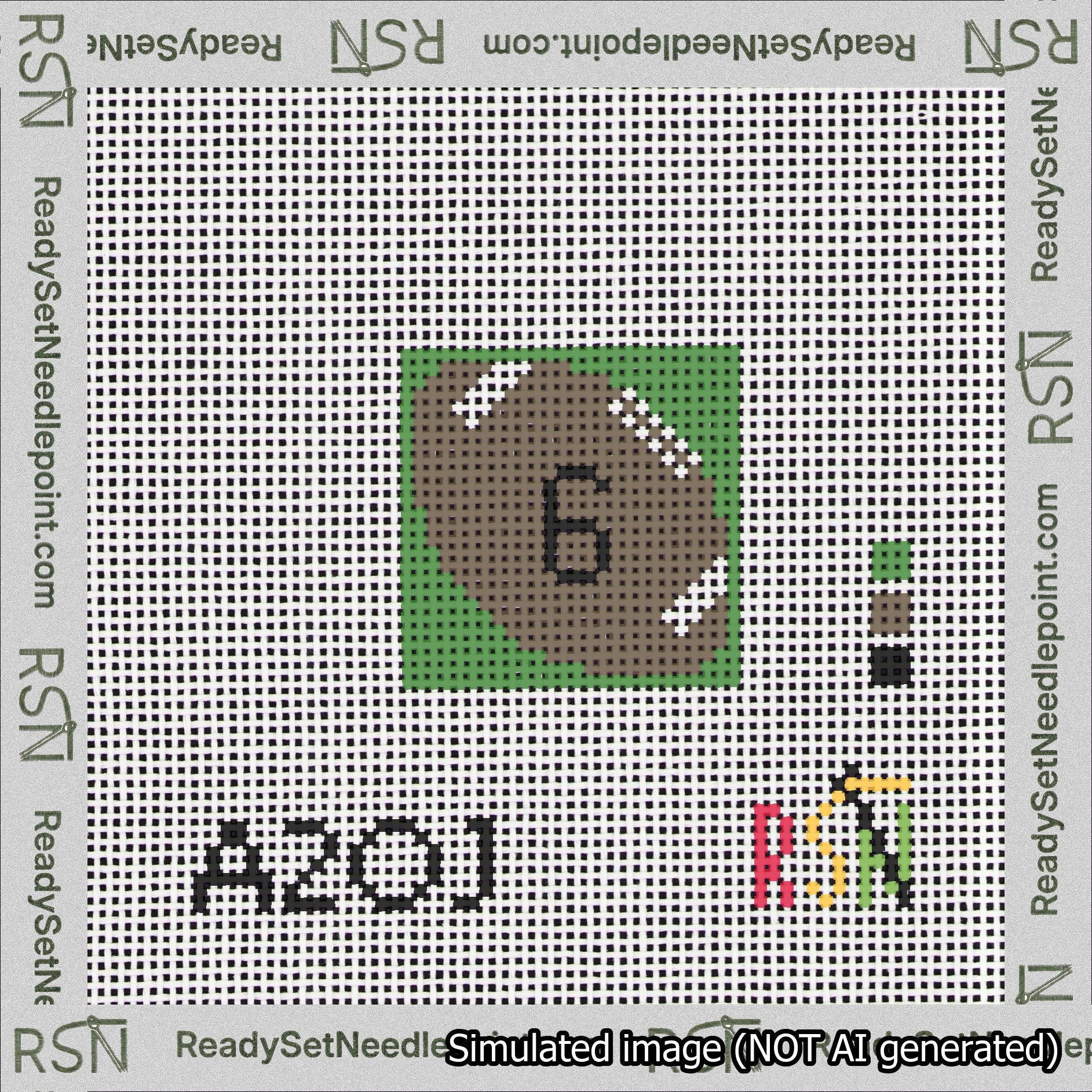 Football Bag Charm Black 0-49 Needlepoint Canvas Design