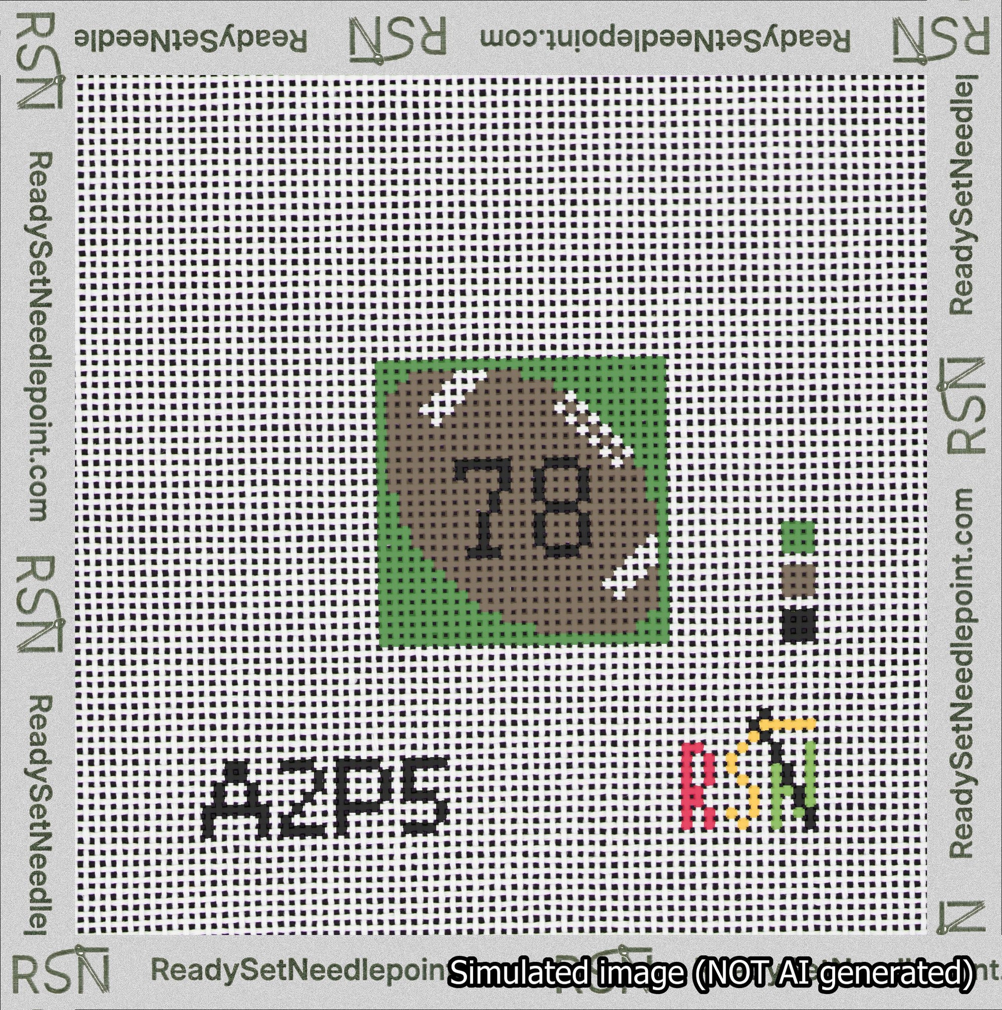 Football Bag Charm Black 50-99 Needlepoint Canvas Design