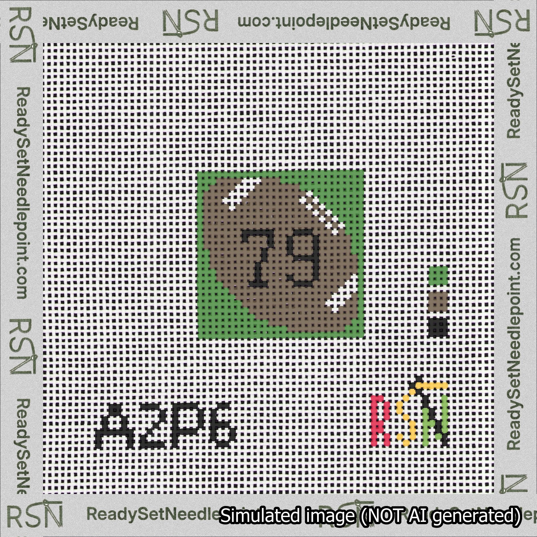 Football Bag Charm Black 50-99 Needlepoint Canvas Design