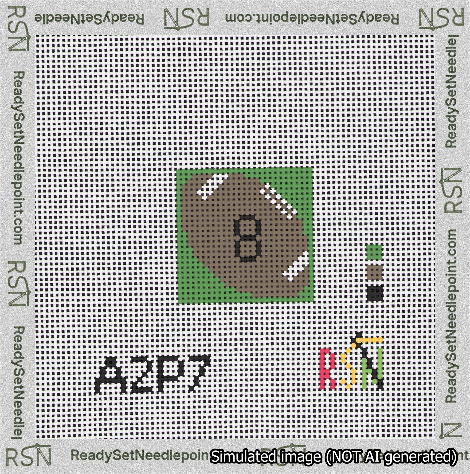 Football Bag Charm Black 0-49 Needlepoint Canvas Design