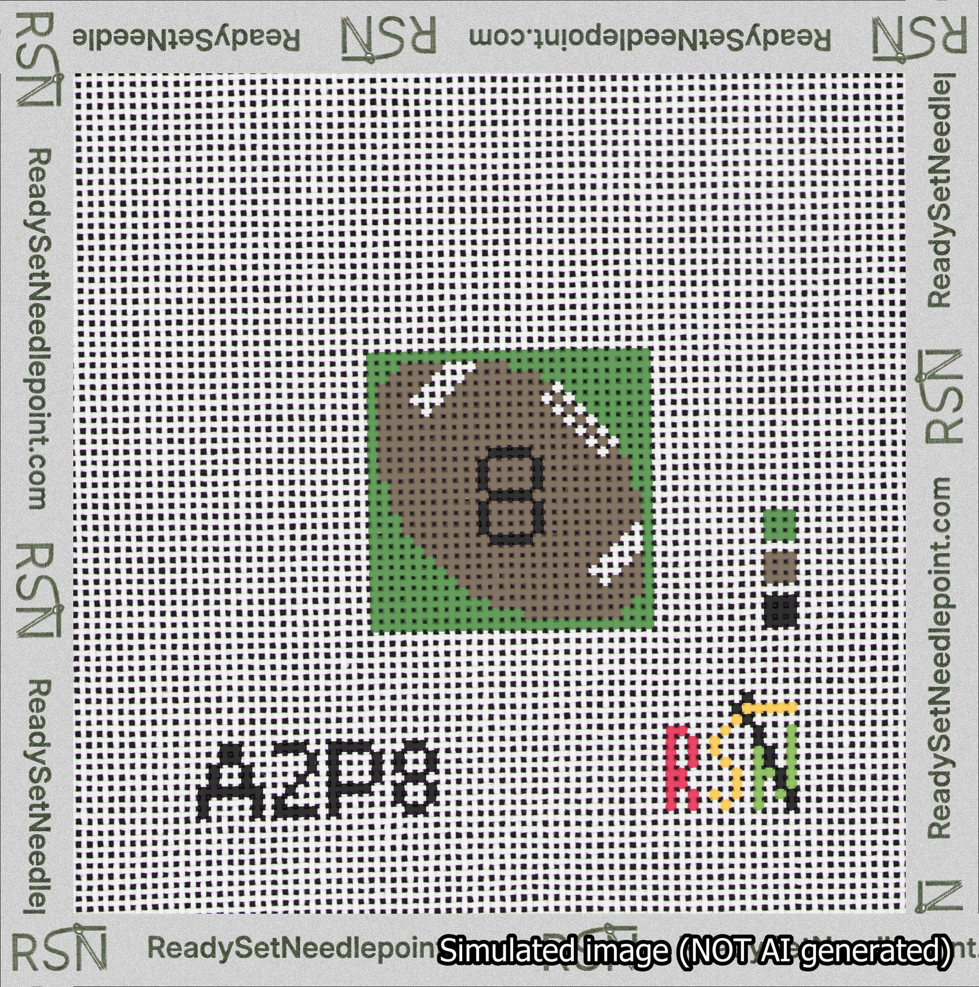 Football Bag Charm Black 0-49 Needlepoint Canvas Design