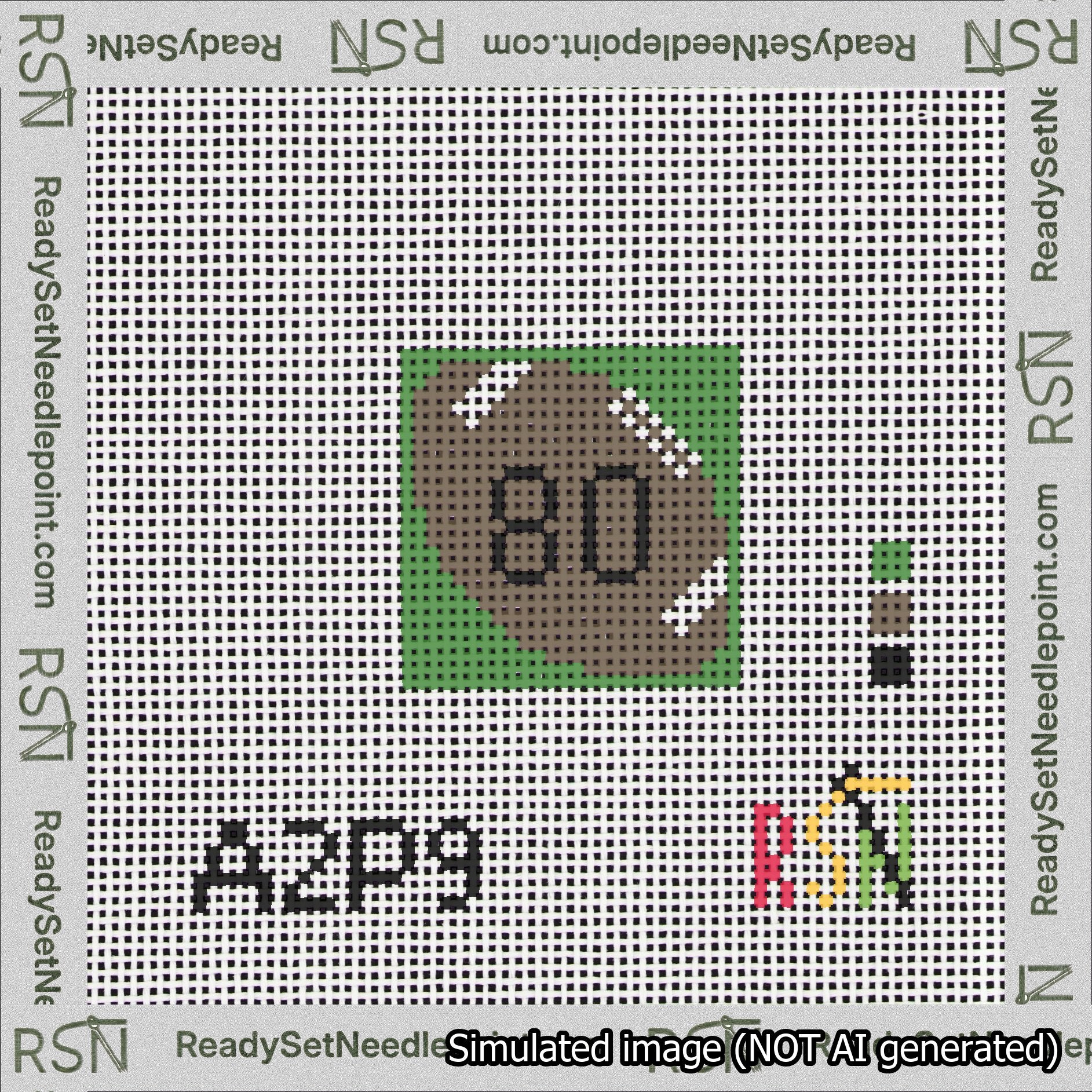 Football Bag Charm Black 50-99 Needlepoint Canvas Design