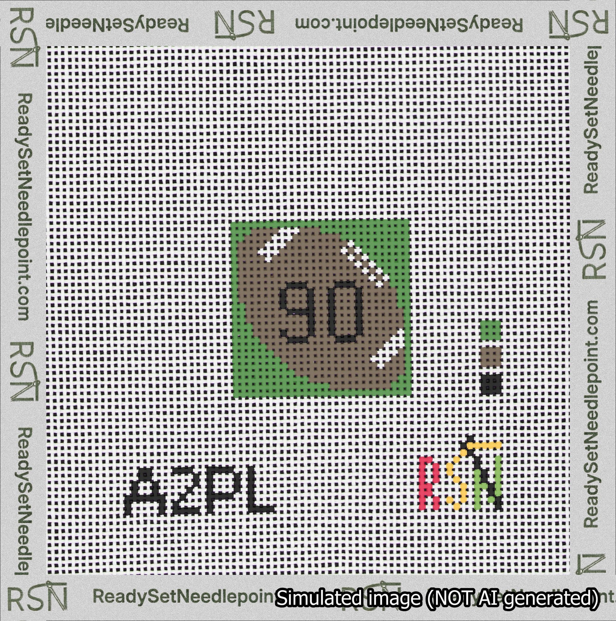 Football Bag Charm Black 50-99 Needlepoint Canvas Design