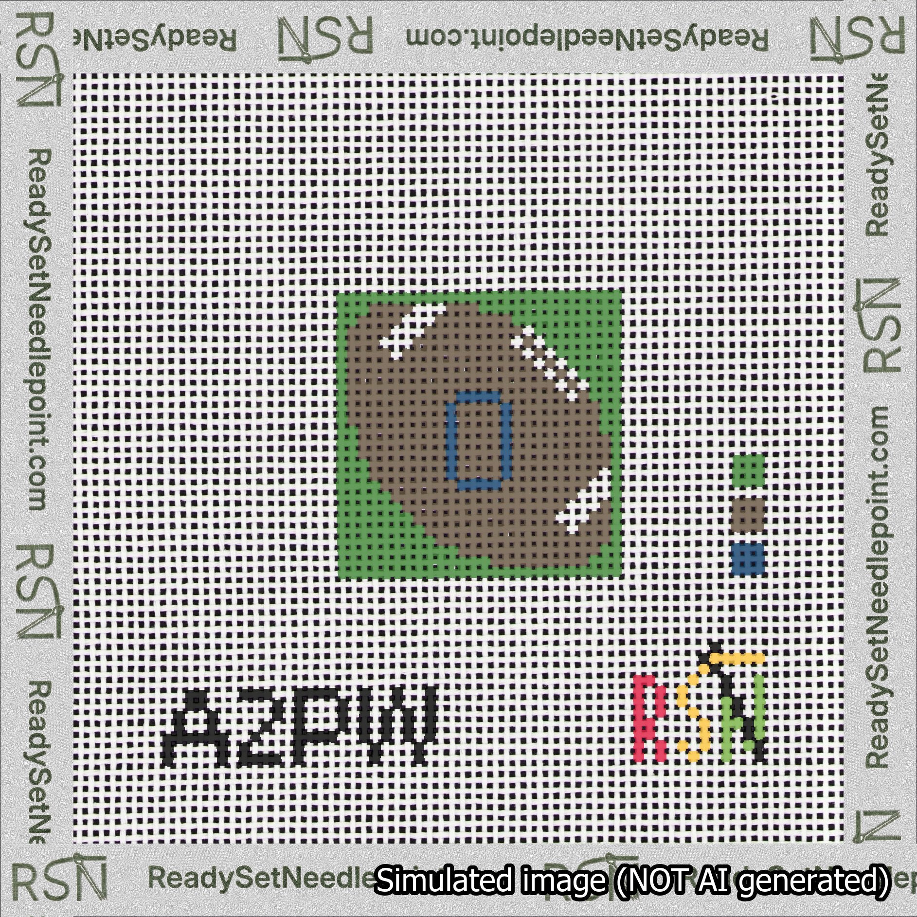 Football Bag Charm Blue 0-49 Needlepoint Canvas Design