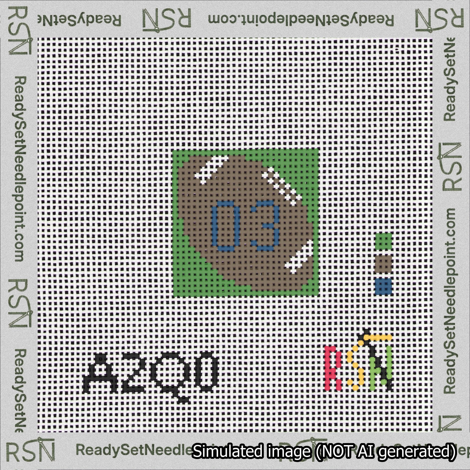 Football Bag Charm Blue 0-49 Needlepoint Canvas Design