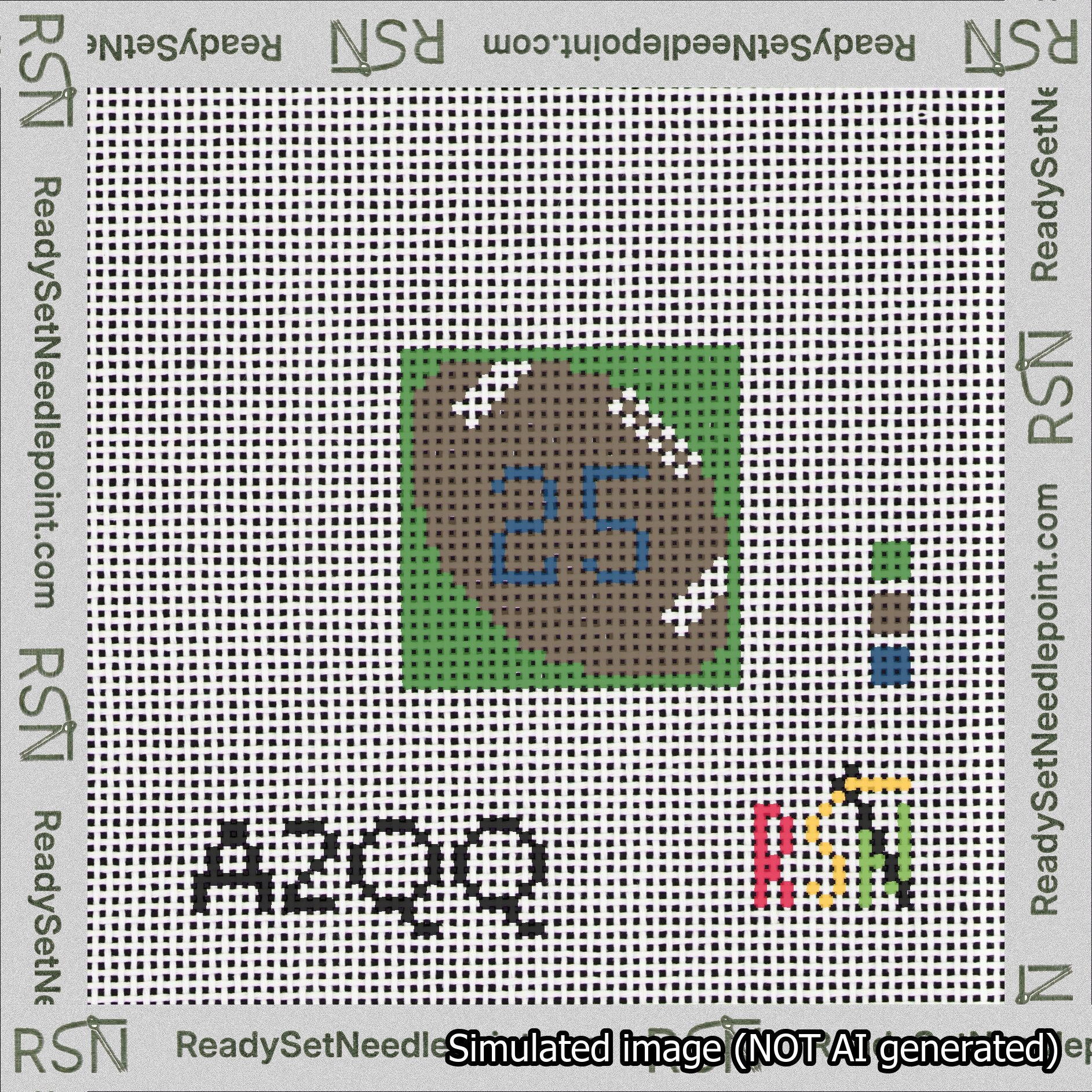 Football Bag Charm Blue 0-49 Needlepoint Canvas Design