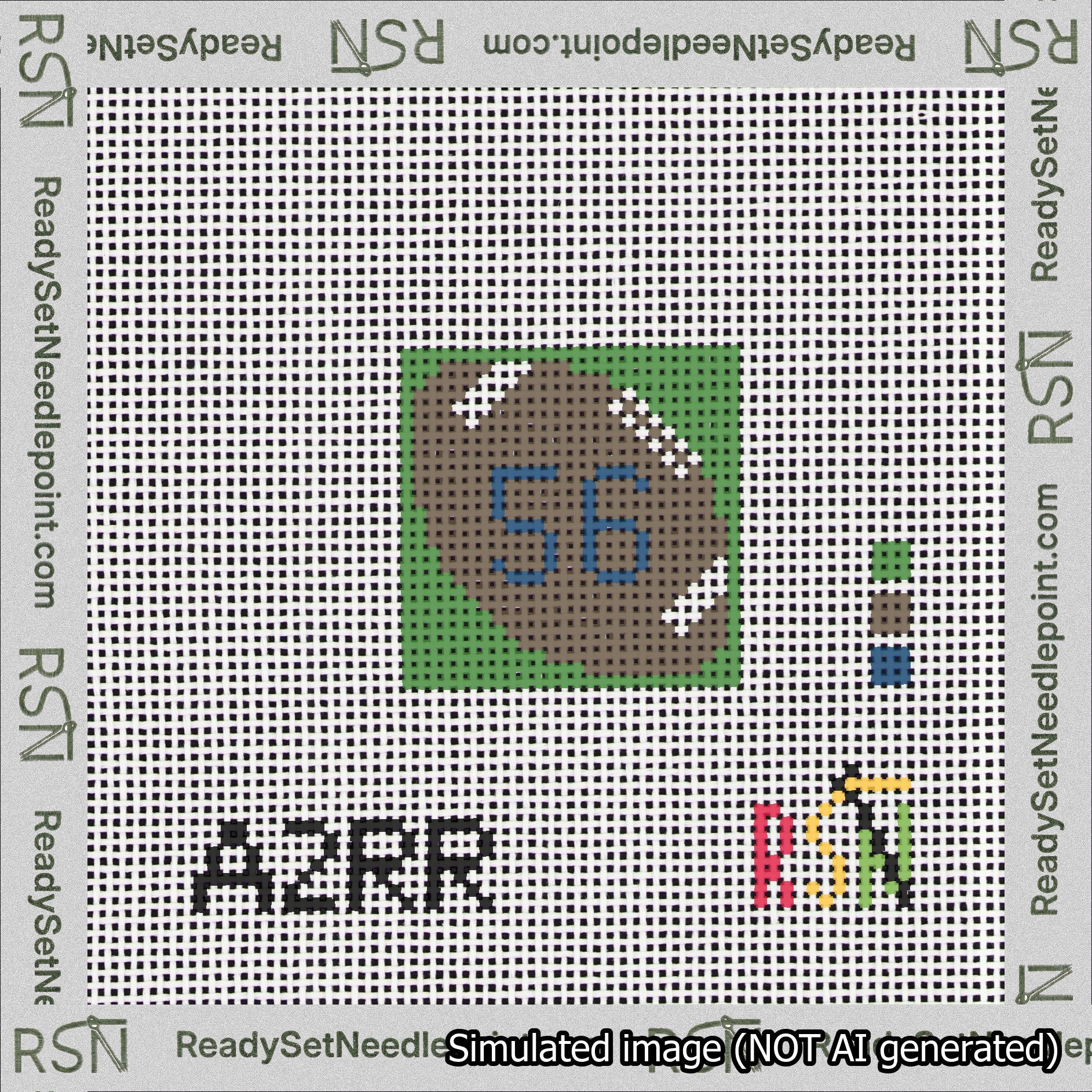 Football Bag Charm Blue 50-99 Needlepoint Canvas Design