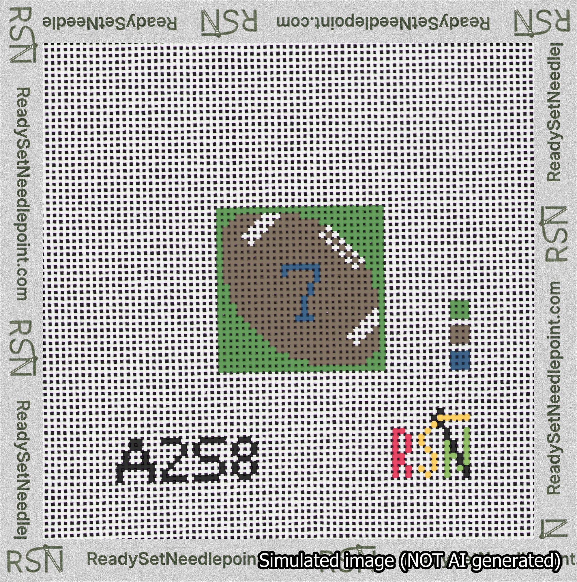 Football Bag Charm Blue 0-49 Needlepoint Canvas Design