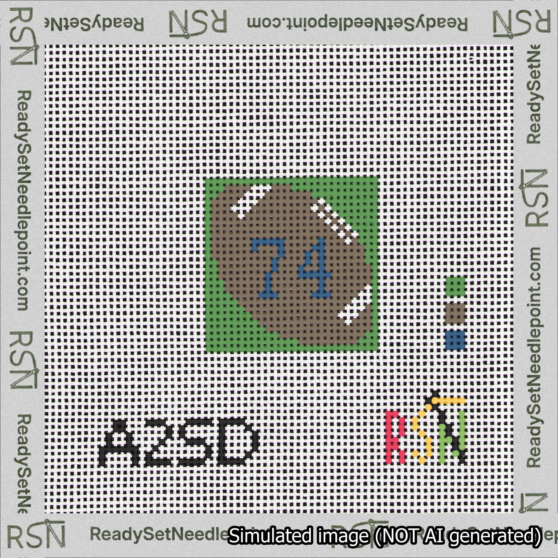 Football Bag Charm Blue 50-99 Needlepoint Canvas Design