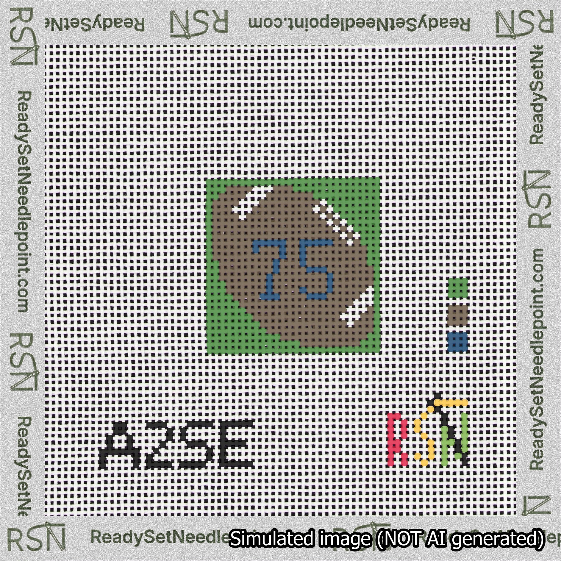 Football Bag Charm Blue 50-99 Needlepoint Canvas Design