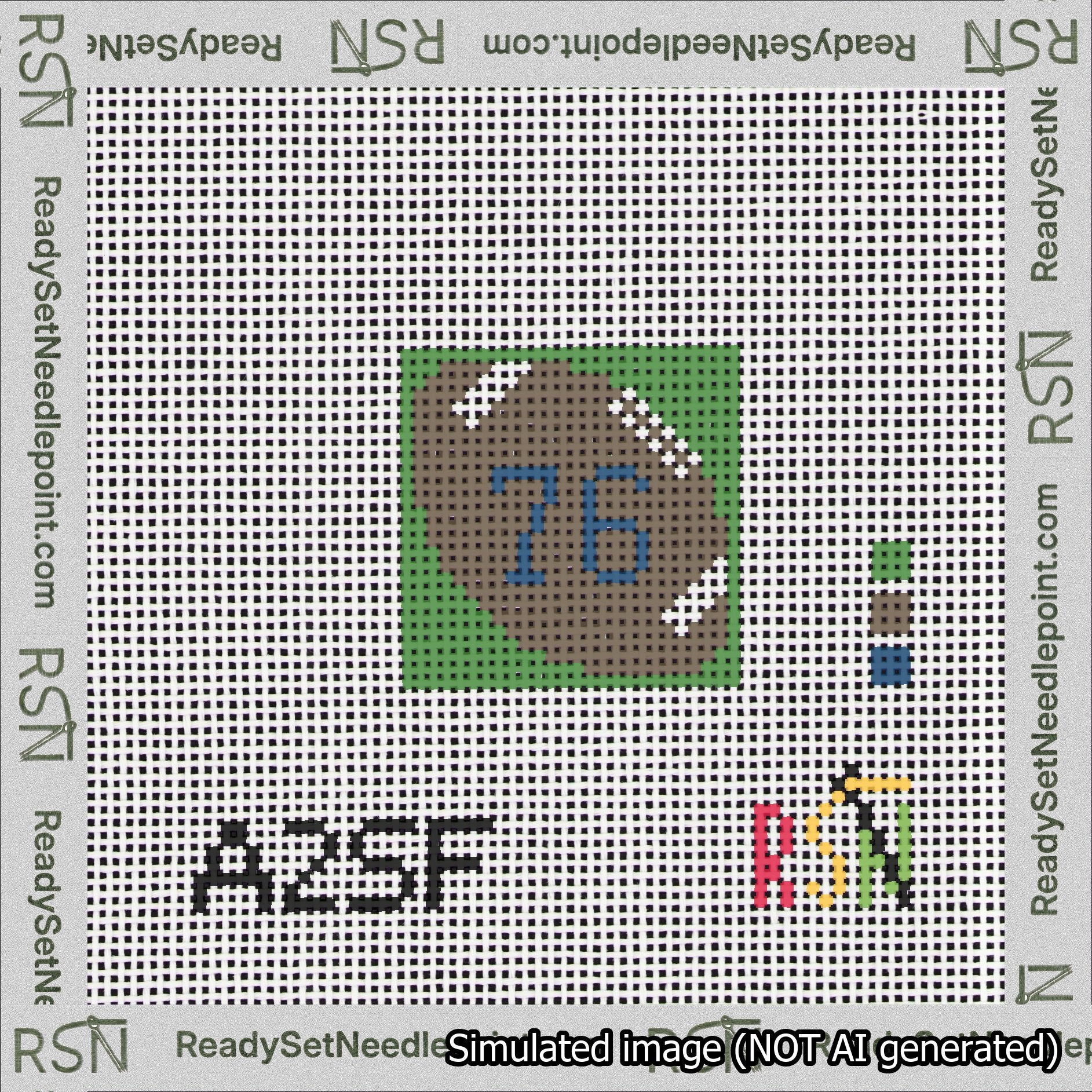 Football Bag Charm Blue 50-99 Needlepoint Canvas Design
