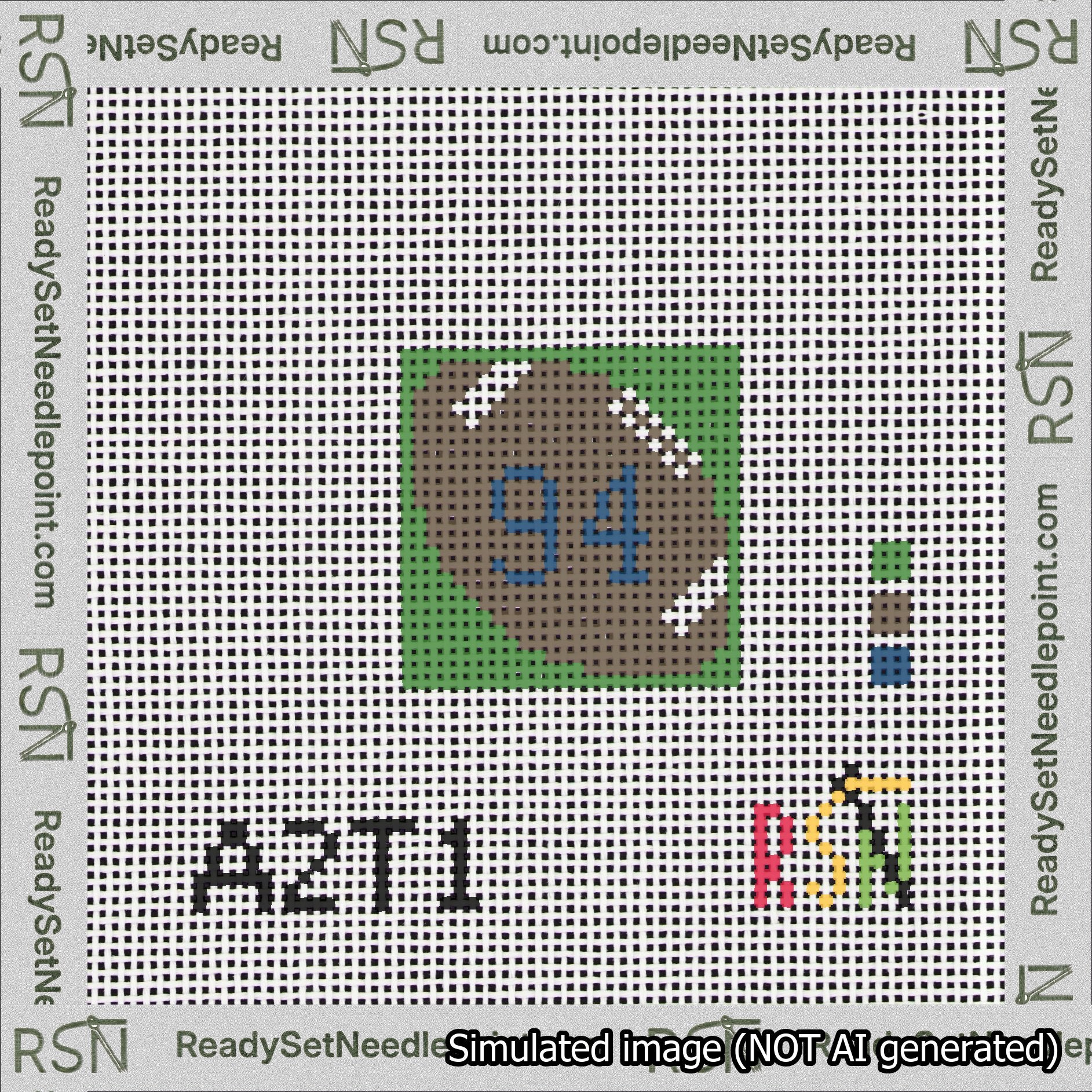 Football Bag Charm Blue 50-99 Needlepoint Canvas Design