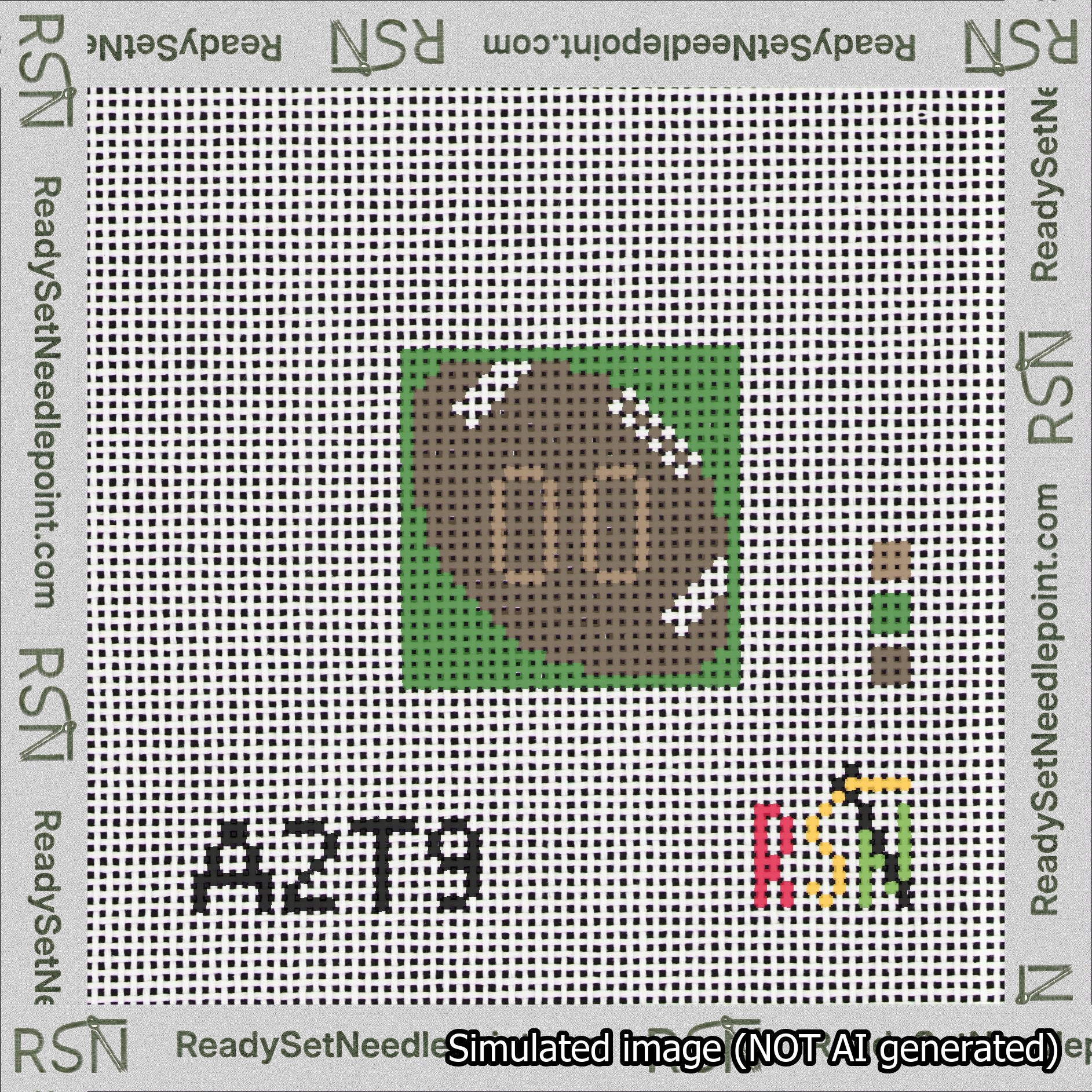 Football Bag Charm Brown 0-49 Needlepoint Canvas Design