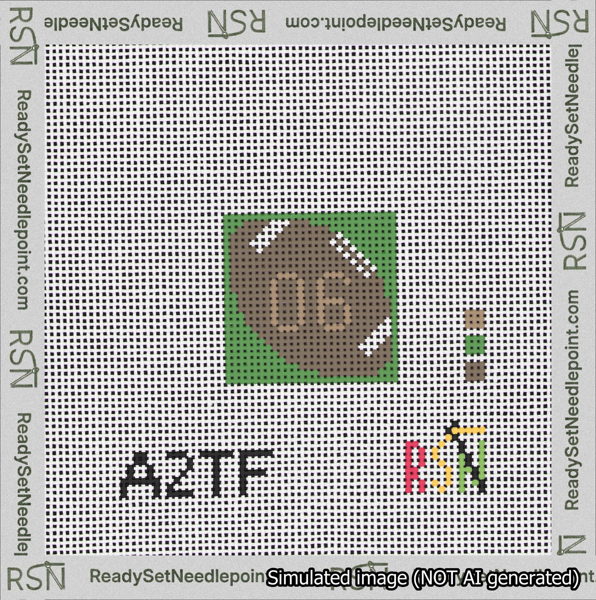 Football Bag Charm Brown 0-49 Needlepoint Canvas Design