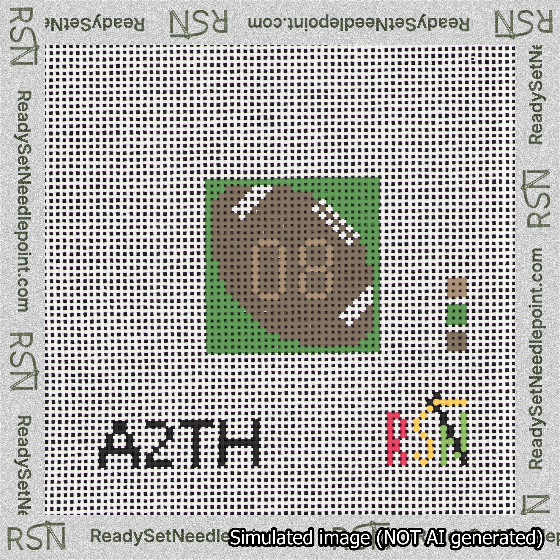 Football Bag Charm Brown 0-49 Needlepoint Canvas Design