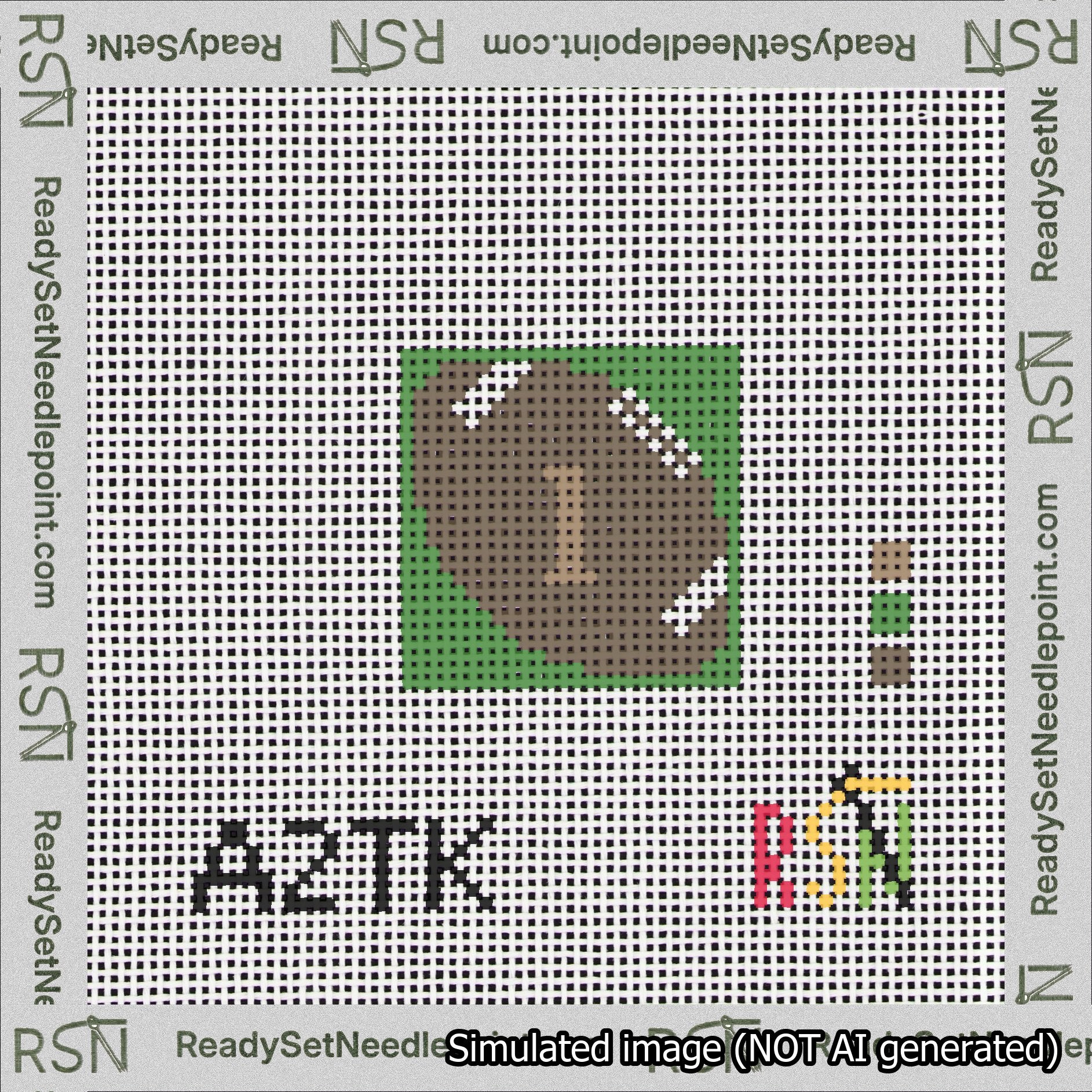 Football Bag Charm Brown 0-49 Needlepoint Canvas Design