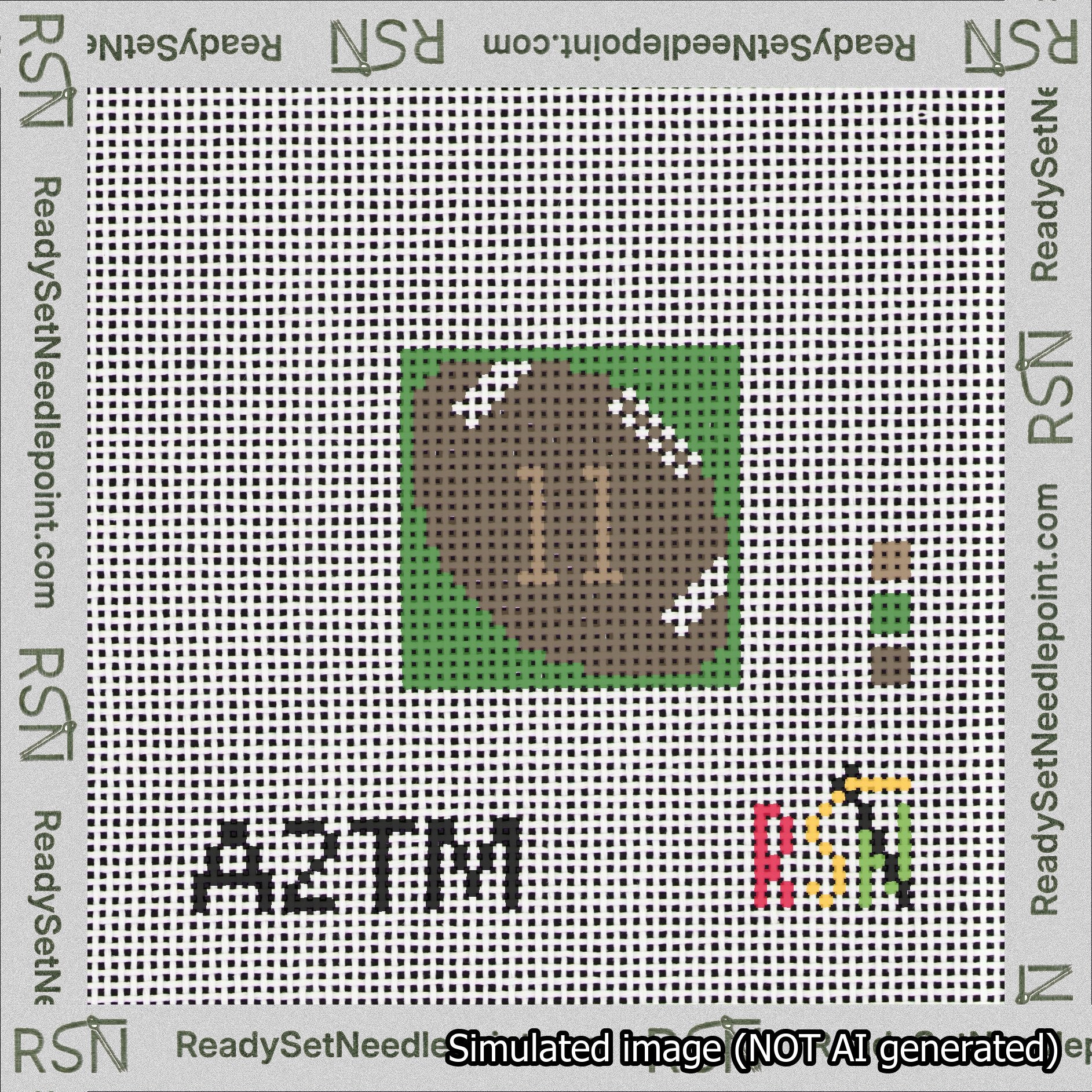 Football Bag Charm Brown 0-49 Needlepoint Canvas Design