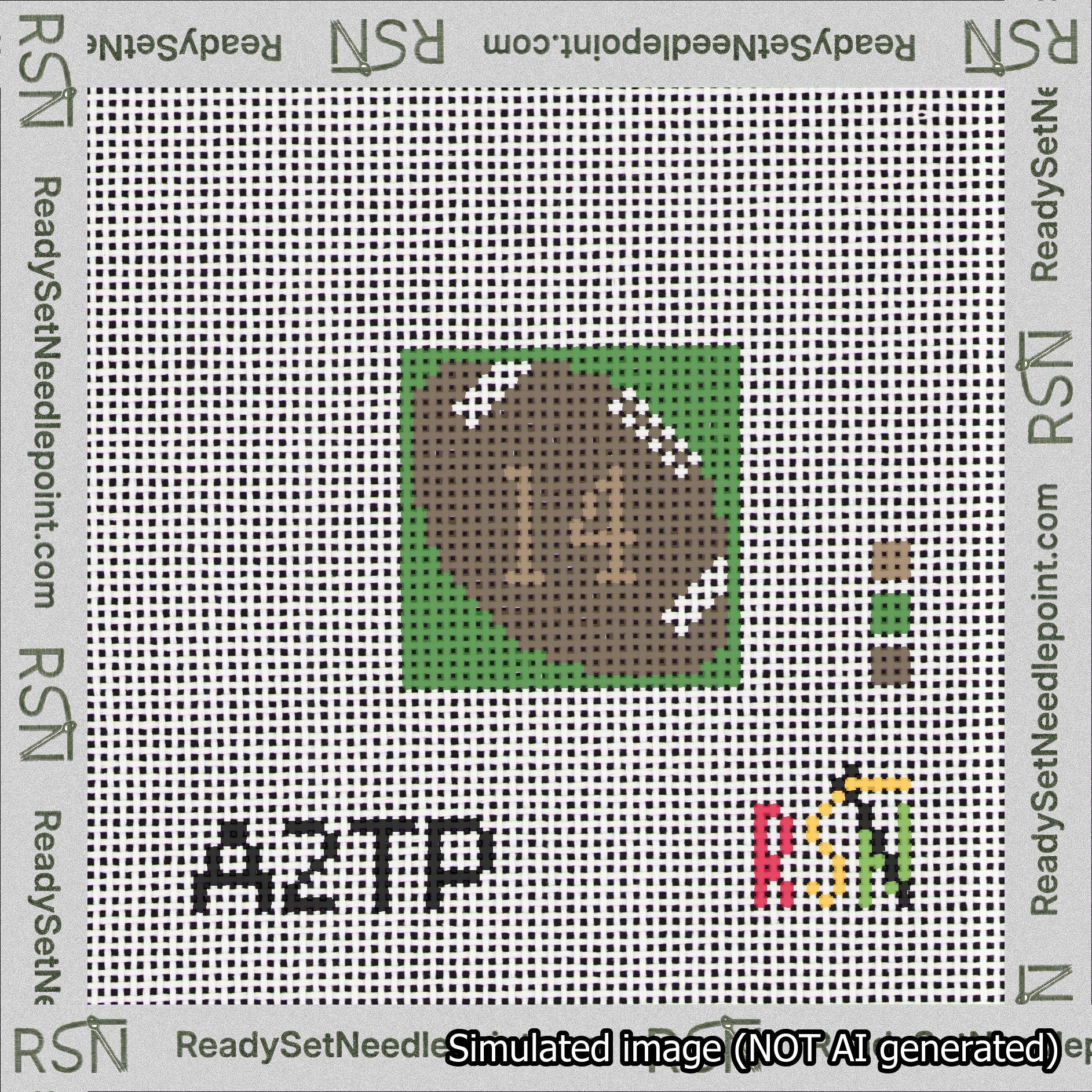 Football Bag Charm Brown 0-49 Needlepoint Canvas Design