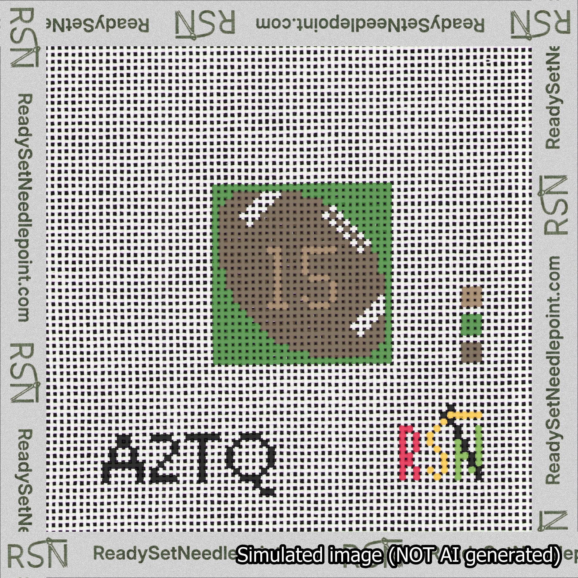 Football Bag Charm Brown 0-49 Needlepoint Canvas Design
