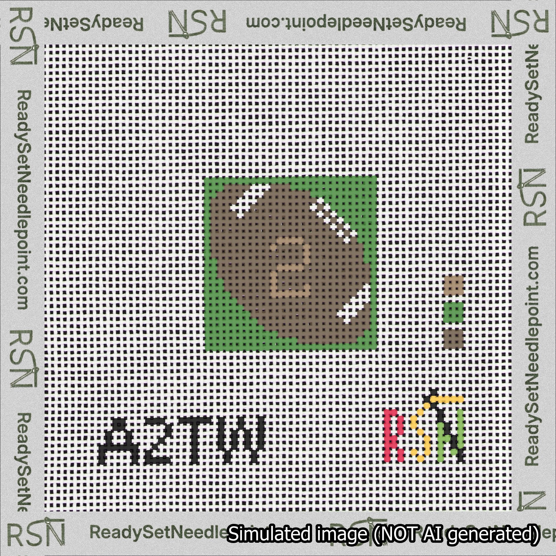 Football Bag Charm Brown 0-49 Needlepoint Canvas Design