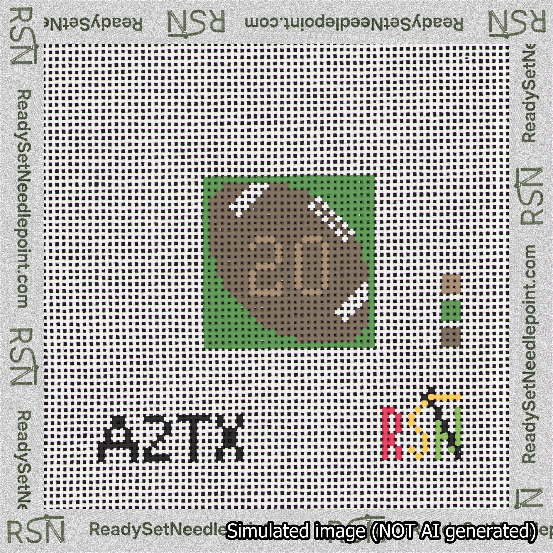 Football Bag Charm Brown 0-49 Needlepoint Canvas Design