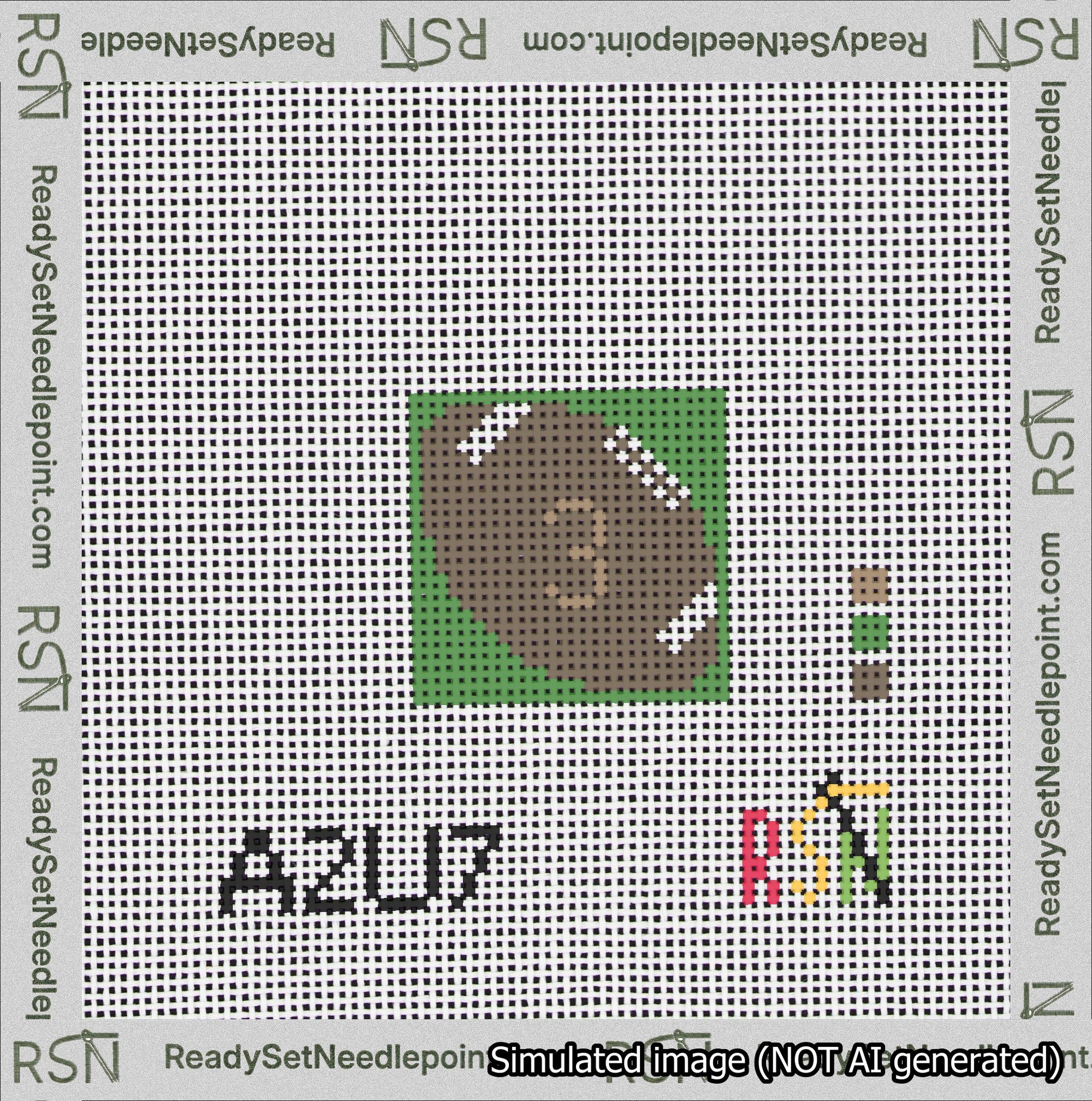 Football Bag Charm Brown 0-49 Needlepoint Canvas Design