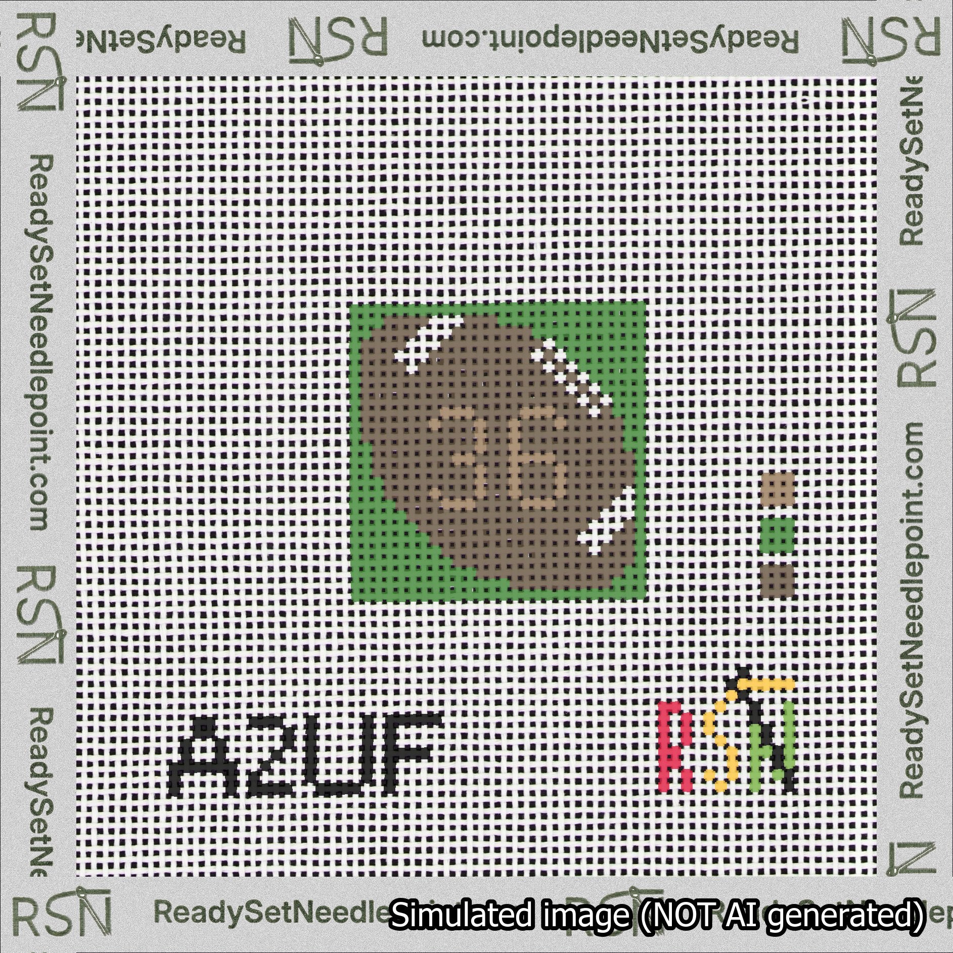 Football Bag Charm Brown 0-49 Needlepoint Canvas Design