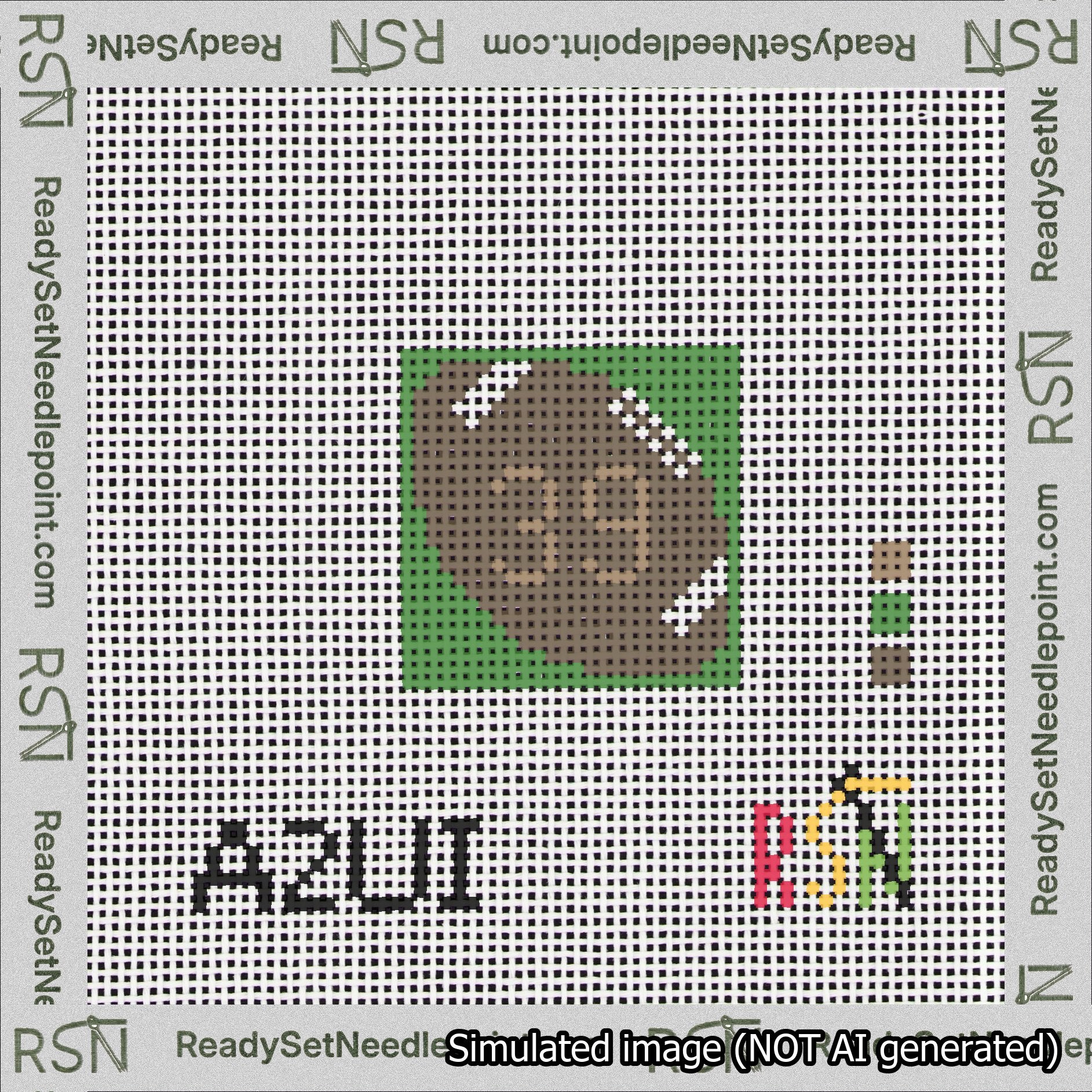 Football Bag Charm Brown 0-49 Needlepoint Canvas Design
