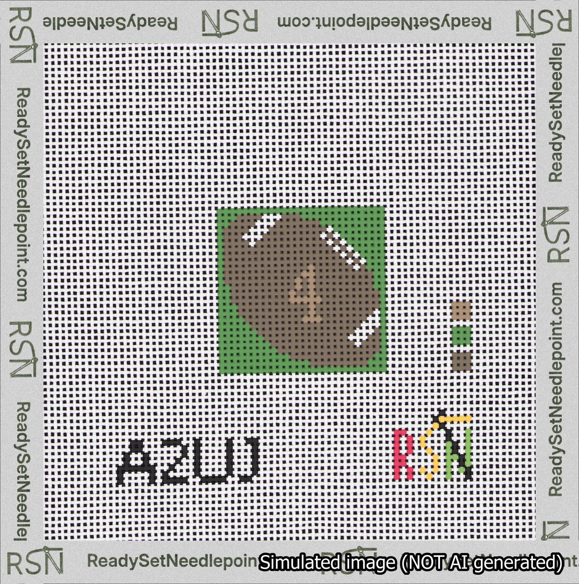 Football Bag Charm Brown 0-49 Needlepoint Canvas Design