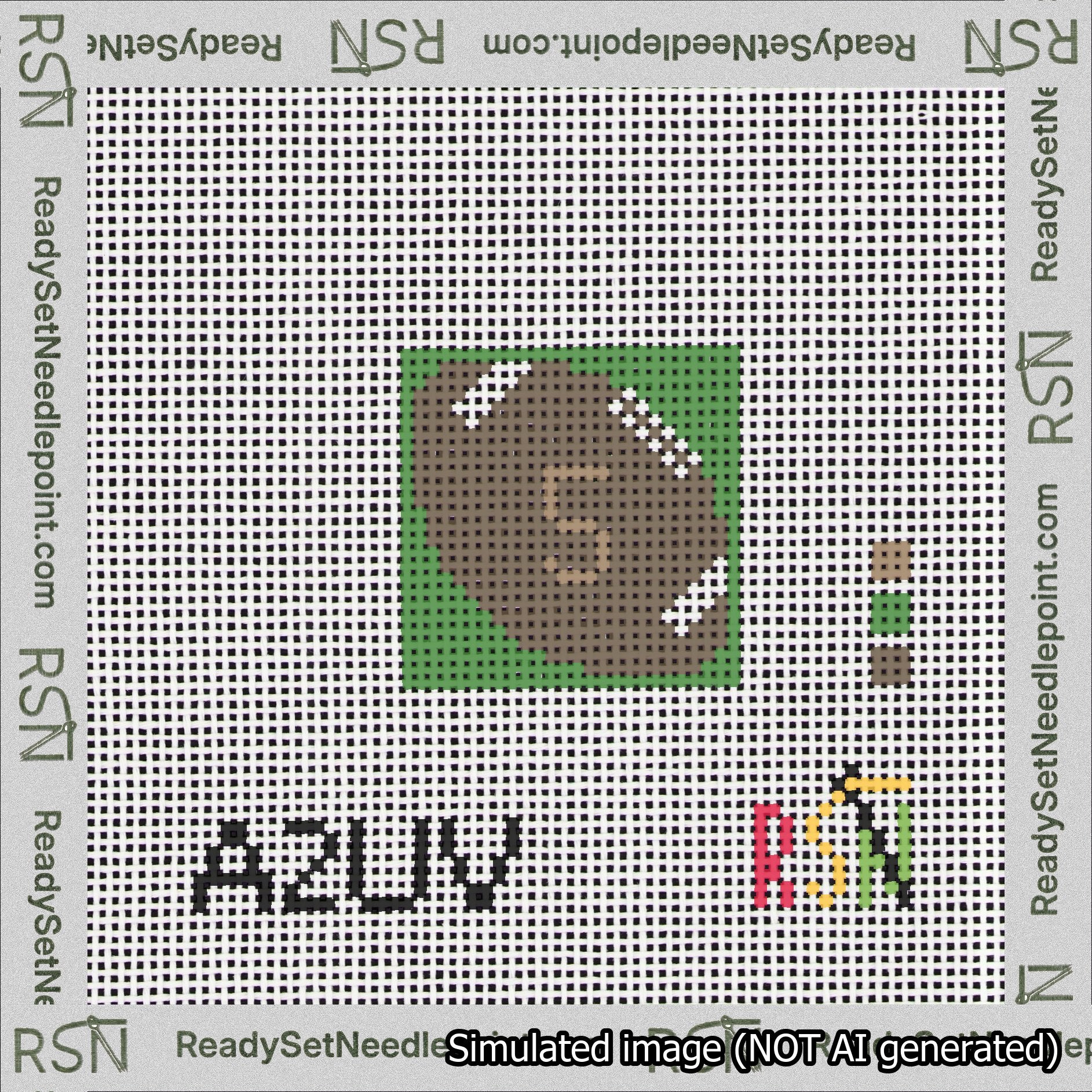 Football Bag Charm Brown 0-49 Needlepoint Canvas Design