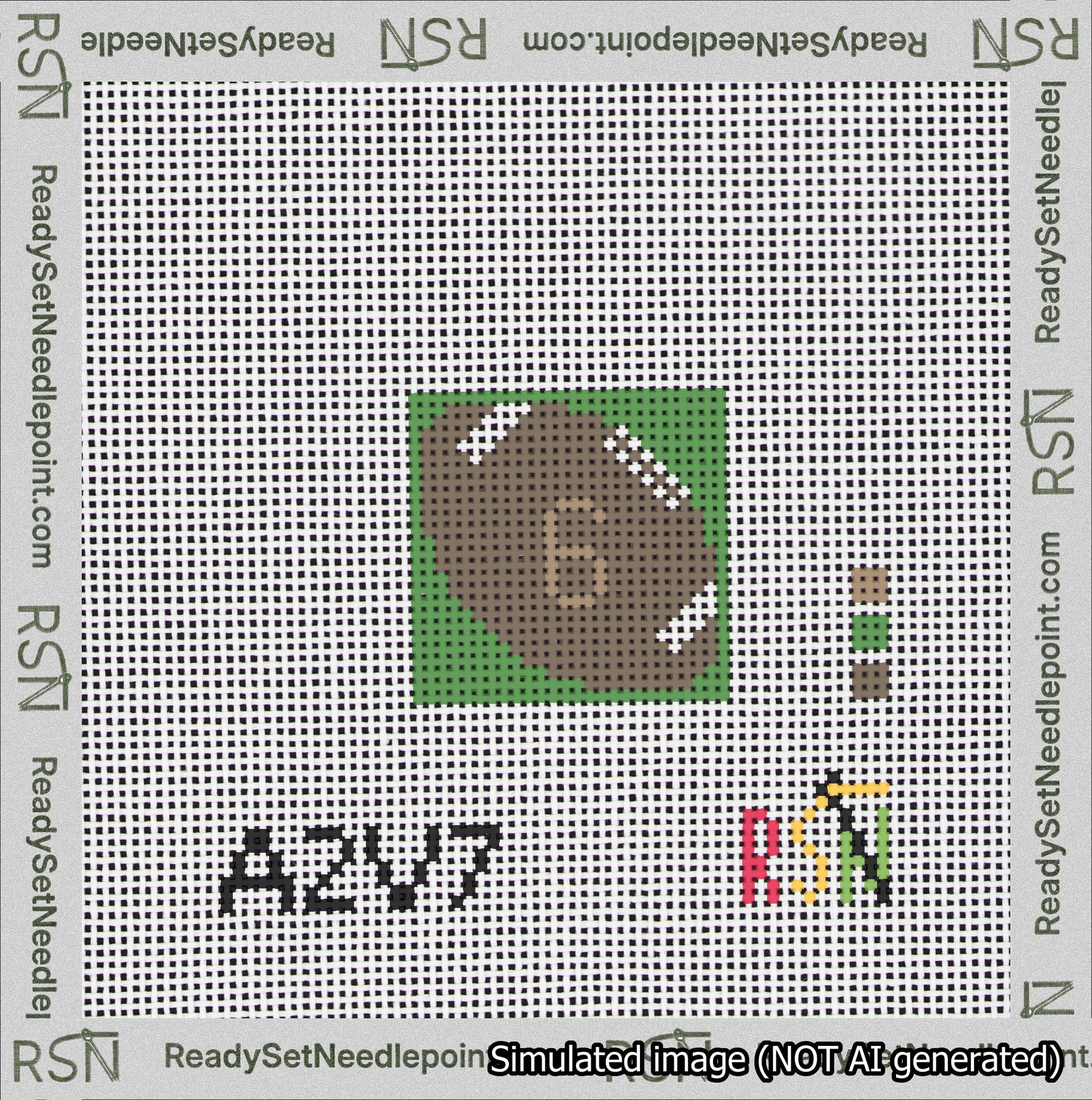 Football Bag Charm Brown 0-49 Needlepoint Canvas Design