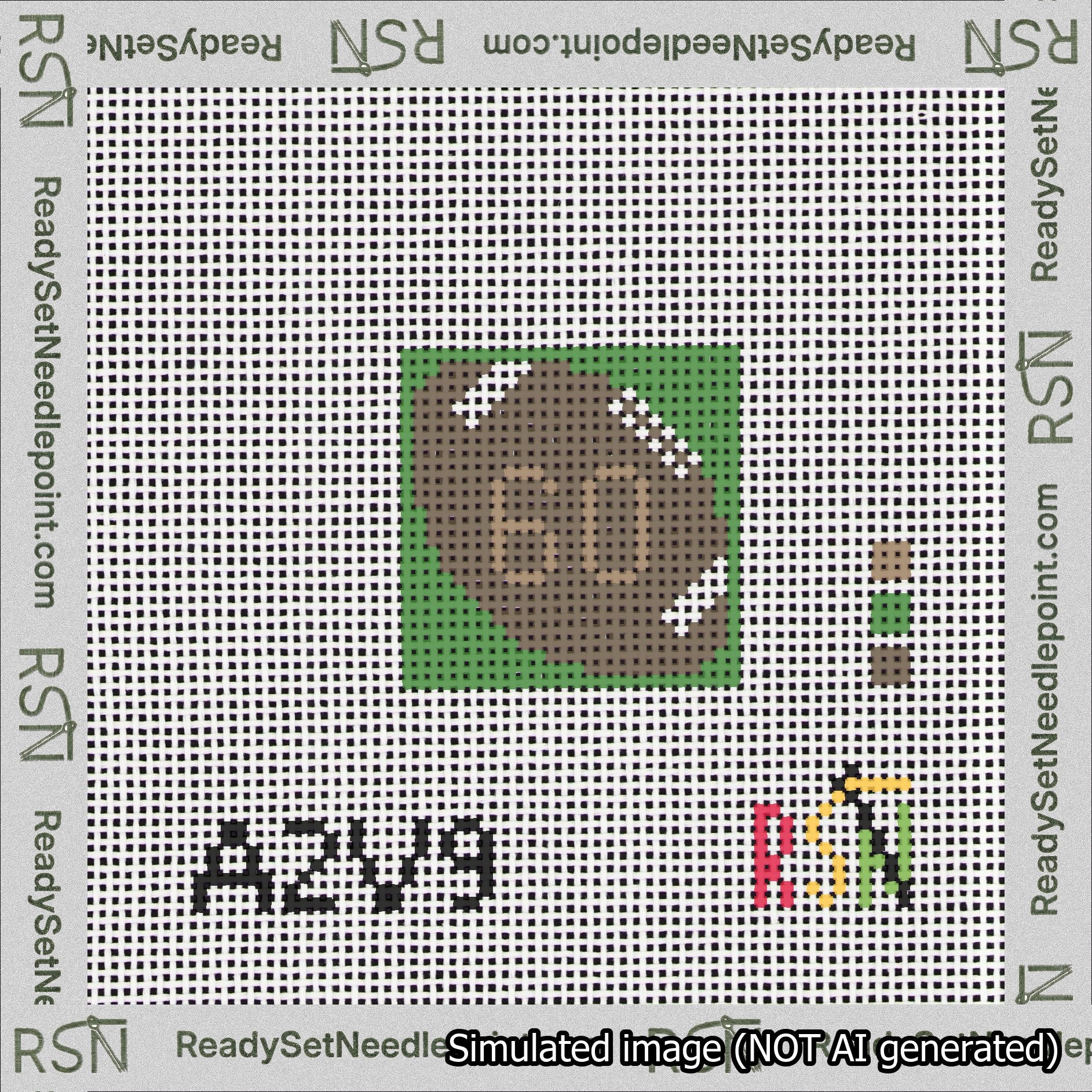 Football Bag Charm Brown 50-99 Needlepoint Canvas Design