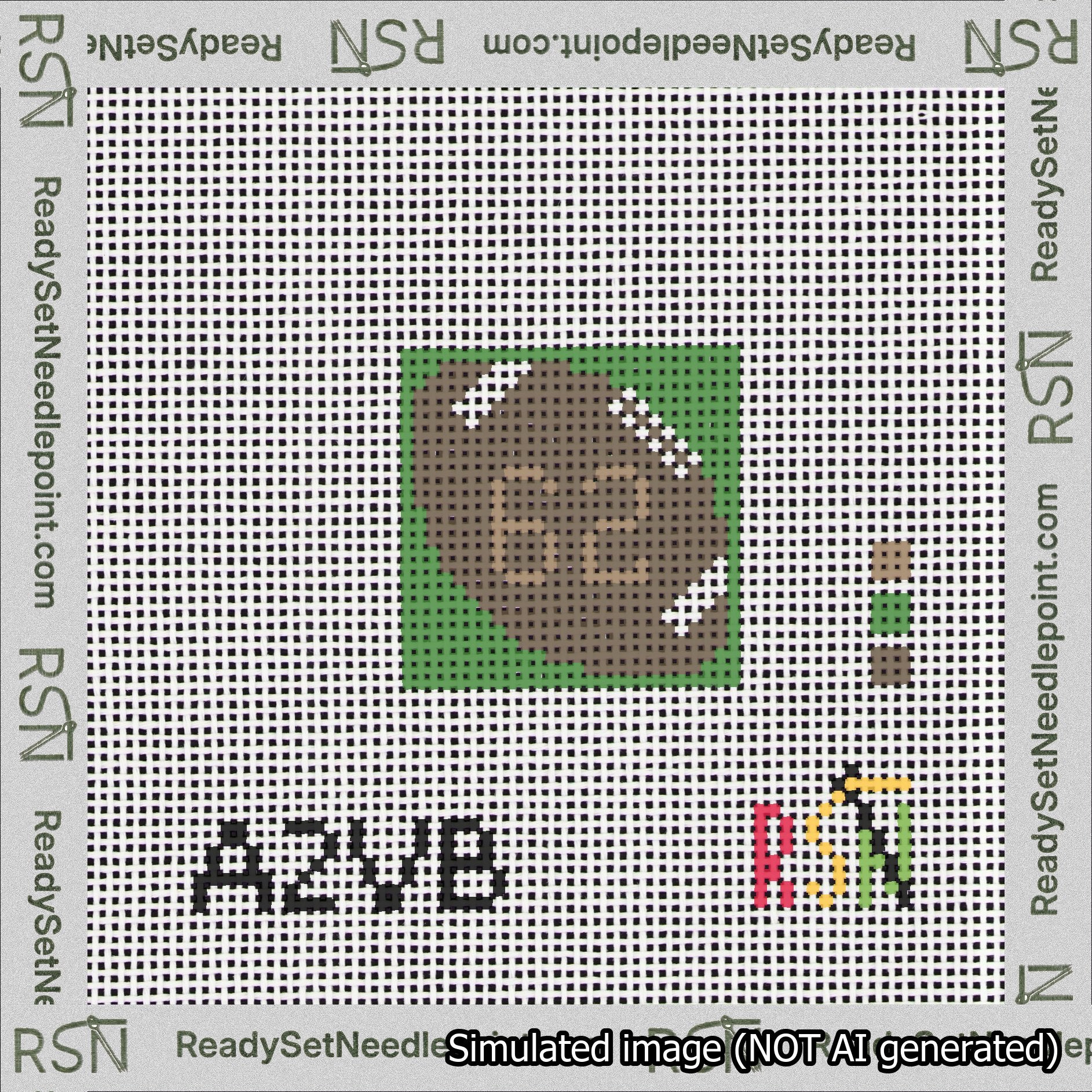 Football Bag Charm Brown 50-99 Needlepoint Canvas Design